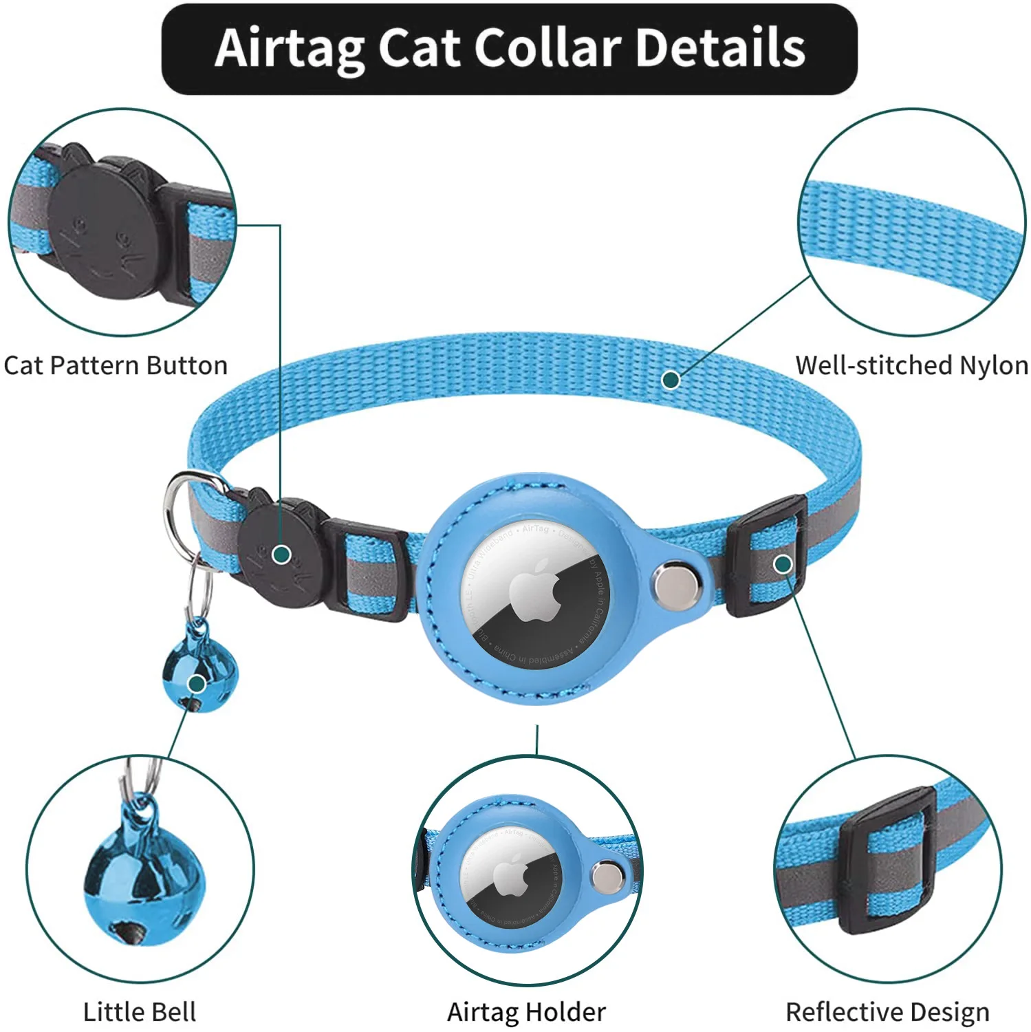 Airtag Case Halsband, Voor Katten Met Beschermhoes Voor Anti Verloren Locator Tracker Hond Accessoires Reflecterende Huisdier Halsbanden