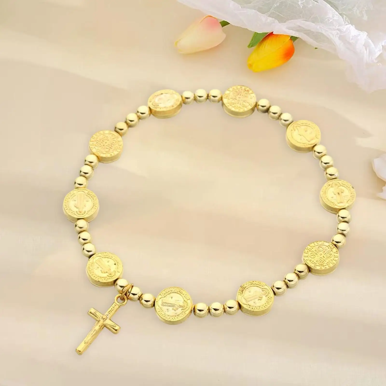Aureate Jesus Cross Bracelet Jesus Jewelry Rosary for Baptism Women Girls
