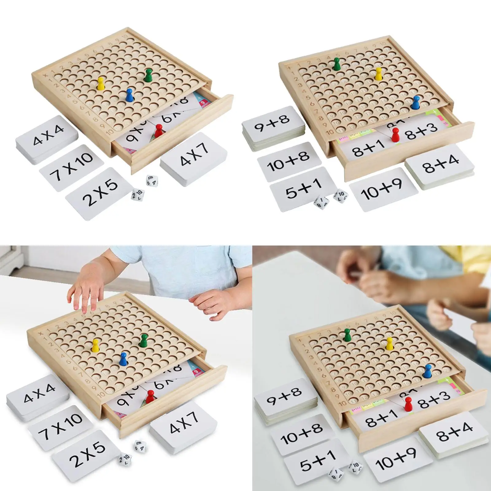 Wooden Multiplication Board Game Counting Learning Toy Multiplication Table Board Game Wooden Math Board for Boys Kids