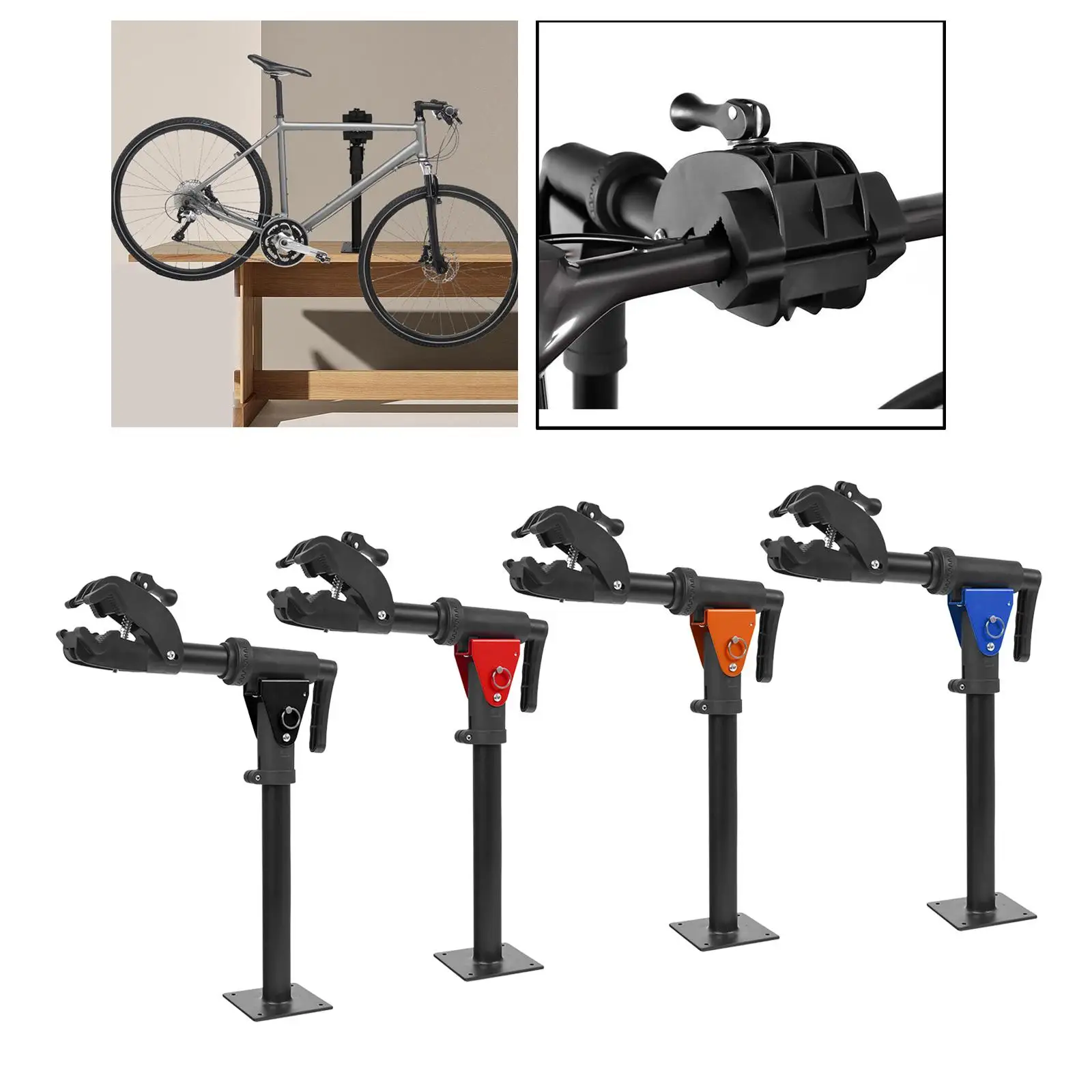 Bike Wall Mount Clamp Folding Bicycle Maintenance Rack Display Rack Hook 50Kg Loaded for Bench Mount with Quick Clamp Lever
