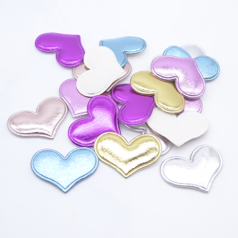 50 Stücke 38*26mm PU Stoff Patches Gepolsterte Herzform Filz Kleidungsstück Applikationen Gepolsterte Filz Applikationen Haar Hut Dekorative Ornament – Detail 3