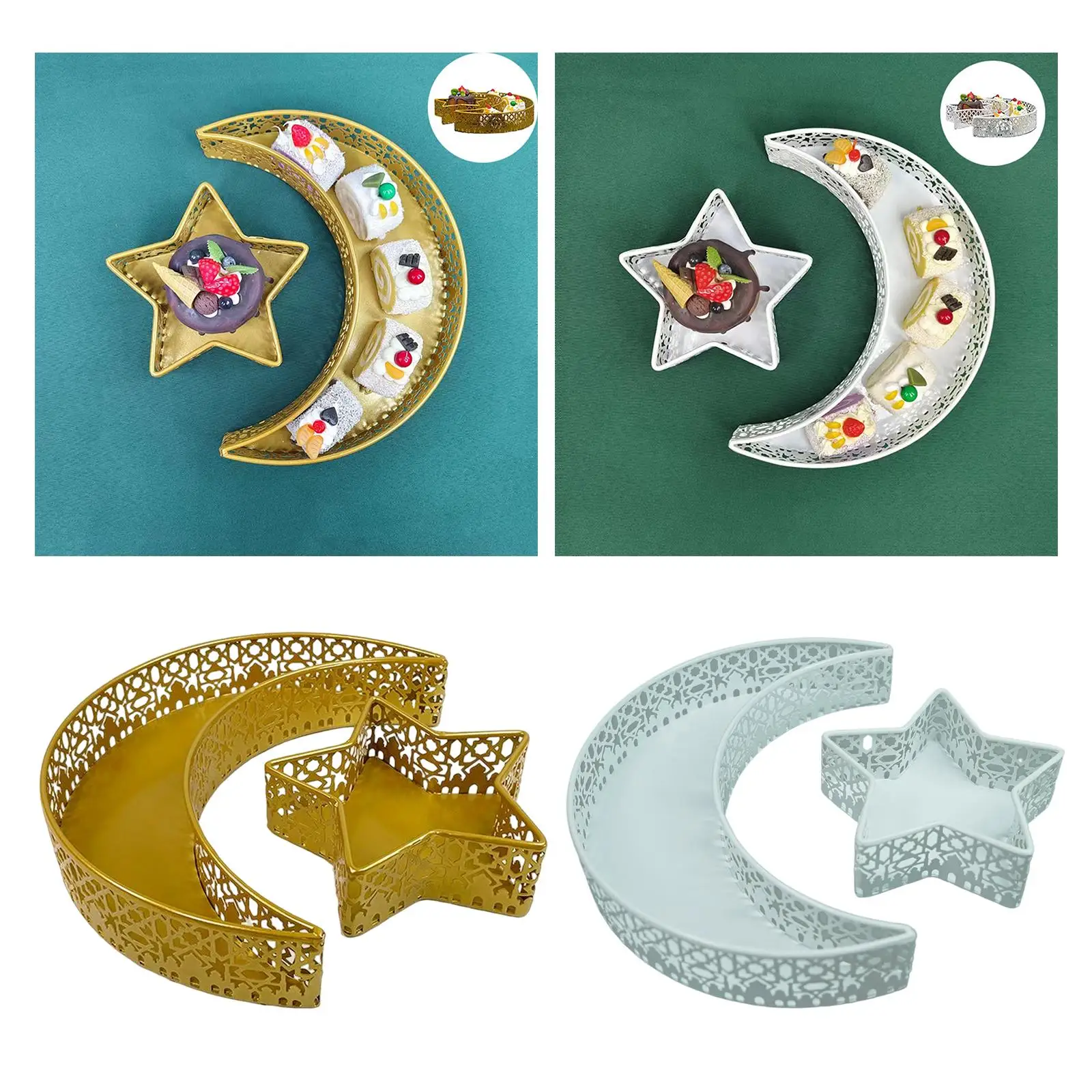 Snacks Serving Tray Muslim Eid Mubarak Ornaments Elegant Pastry Display Holder for Ramadan Mubarak Eid Brithday Kitchen Bathroom