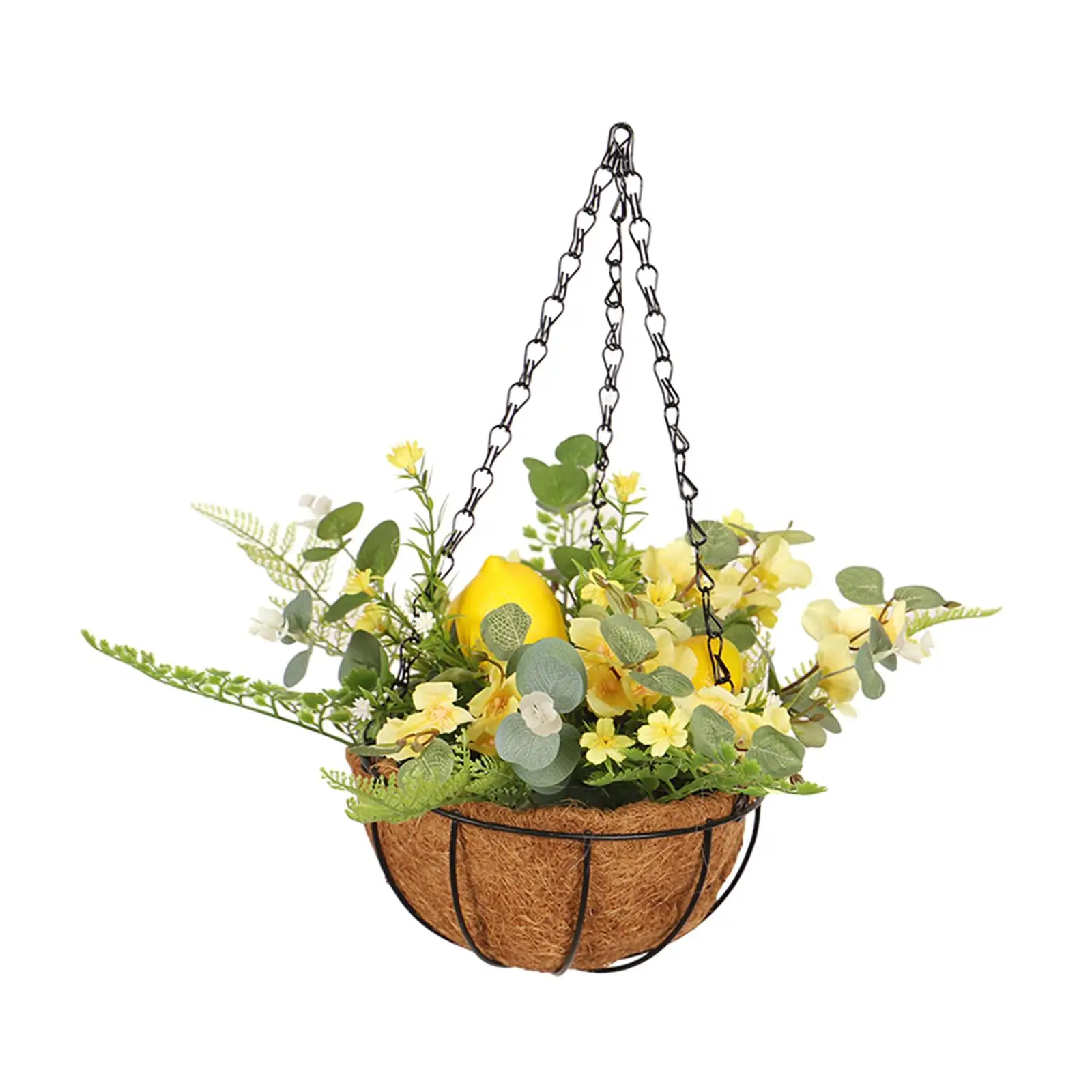Hanging Artificial Flowers Basket Ornament Chain Flowerpot Fake Hanging Plant for Backyard Balcony Lawn Patio Outdoor Indoor