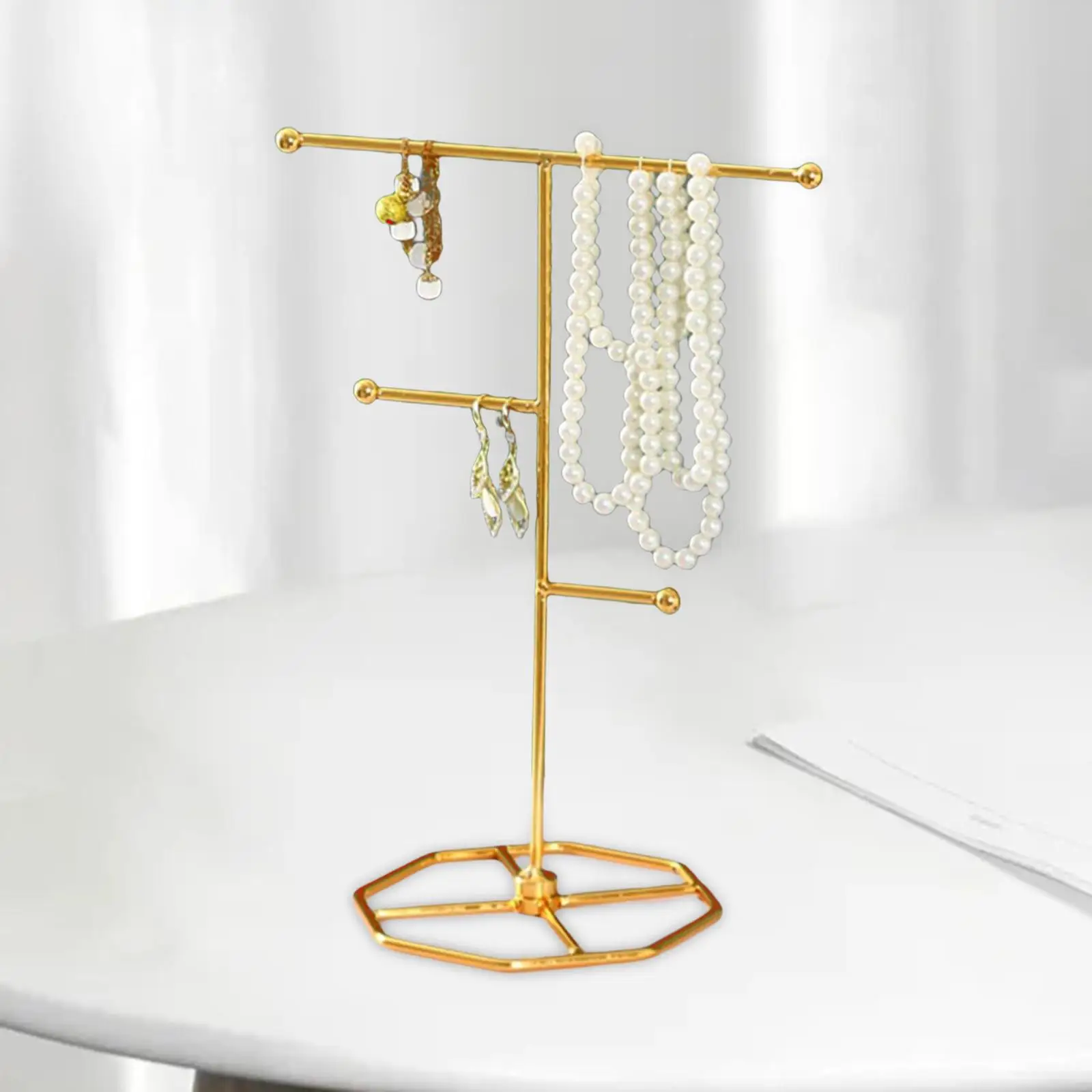 Metal Jewelry Organizer Free Standing Hanger Home Decors Ornament Earring Display Stand for Chains Bracelet Vanity Table Closet