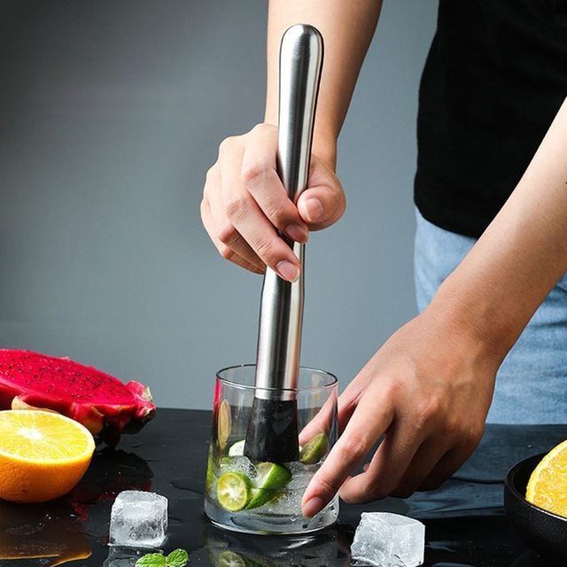 Stainless Steel Cocktail Mixing Spoon And Muddler Lemon Twister Mix Mojitos  Fruit Drinks Lemon Swizzle Stick Bar Accessories - AliExpress