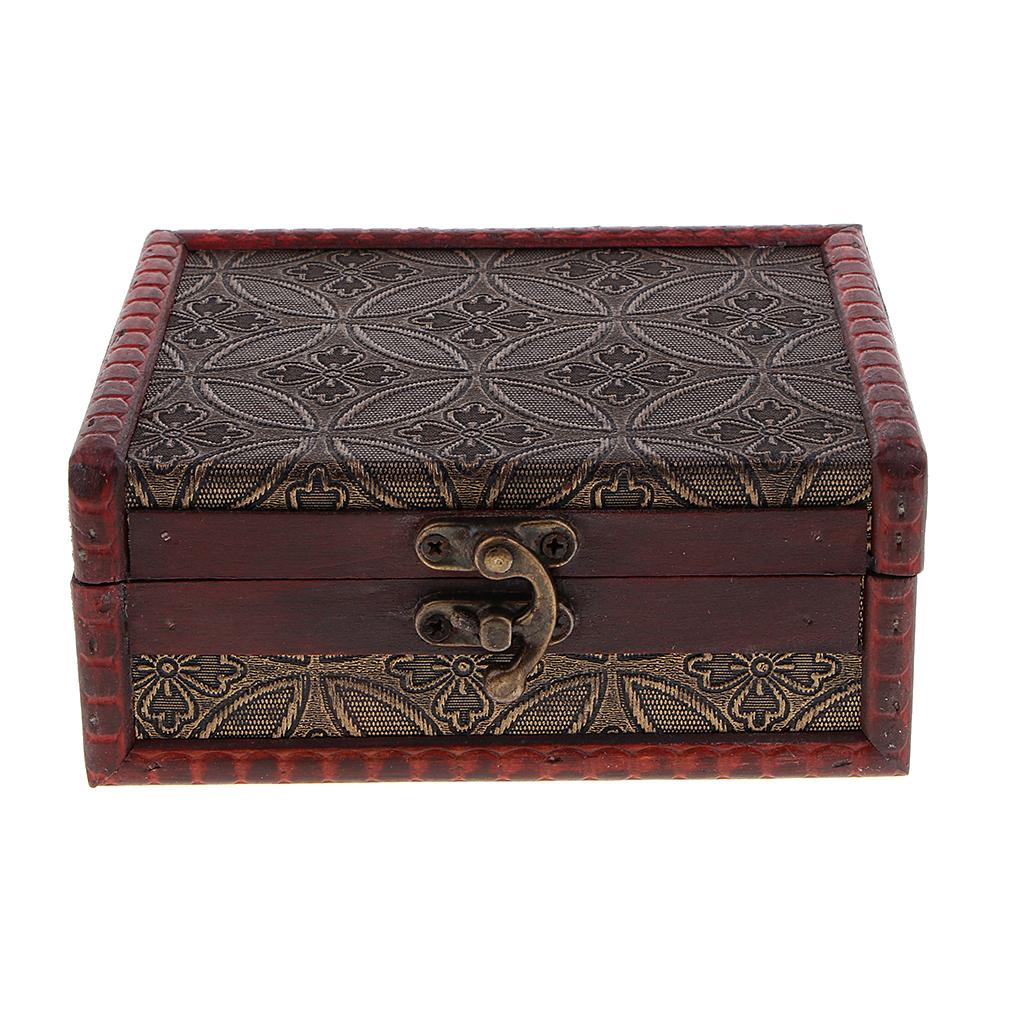 Pequeño baratija de madera Vintage, joyería, escritorio, cosméticos diversos, caja decorativa, organizador de almacenami