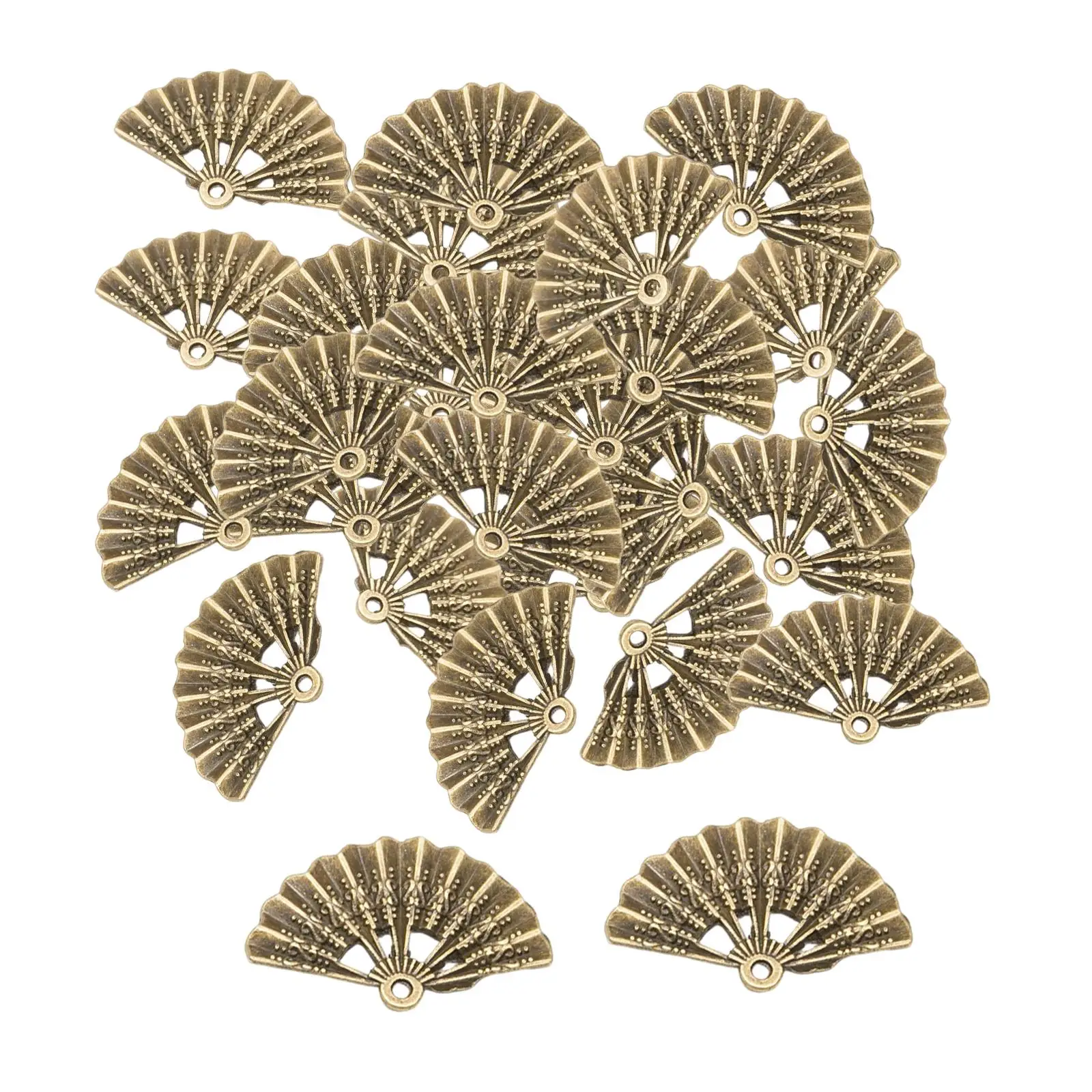 50 Pieces Vintage Fan Shaped Charms Semicircular Pendents for Earrings Necklace Hairpin DIY Crafts Jewelry Making