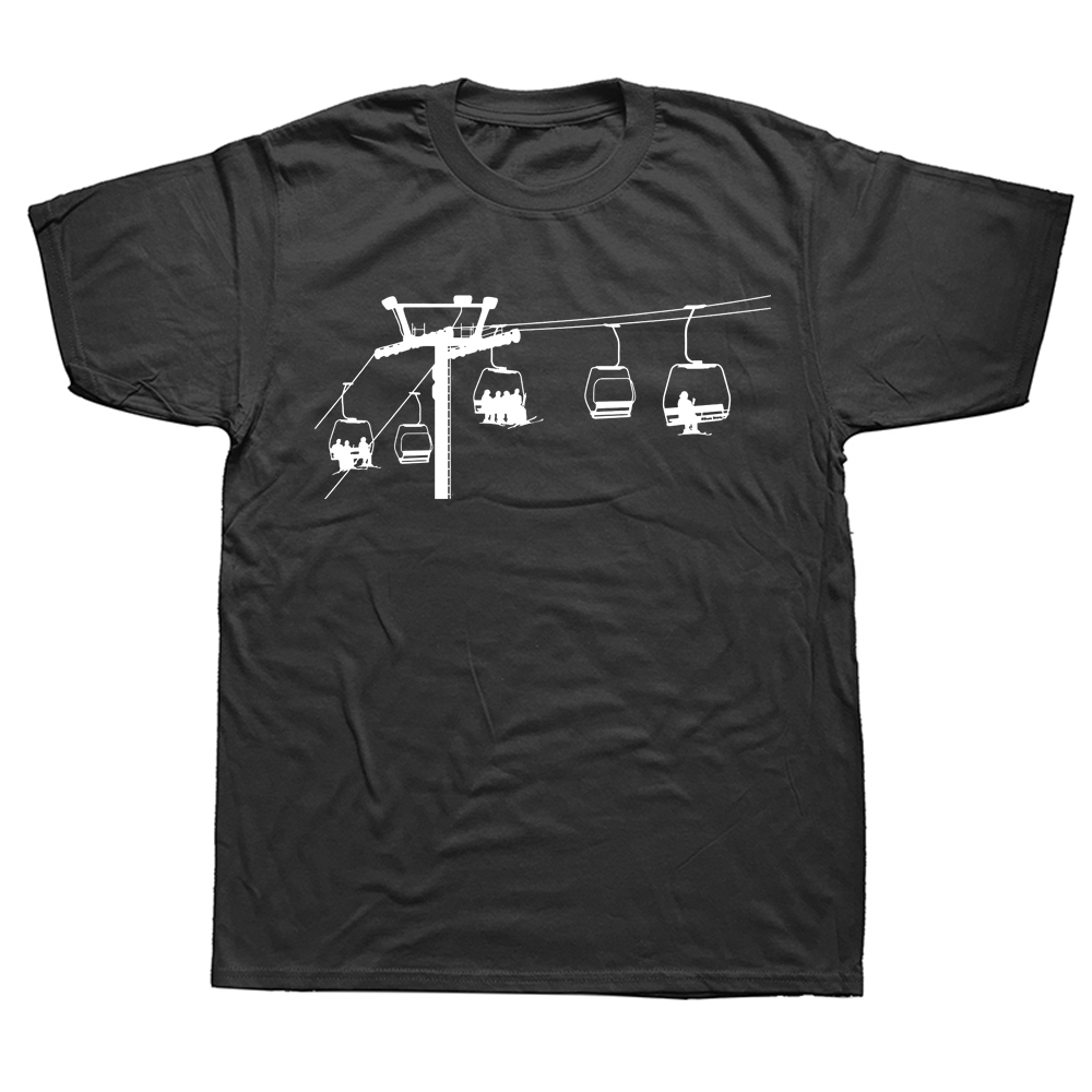 Neues Ski-Lift-T-Shirt für Herren und Damen, Unisex, Skifahren, Geschenk, Extremsport, Skifahrer, cooles lässiges Stolz-T-Shirt für Herren, Unisex, modisches T-Shirt – Detail 3