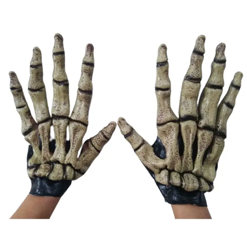 Unisex Gothic Punk Halloween Dragon Claw Gloves Metal Studded Long Finger Nail Faux Leather Mittens Cosplay Costume