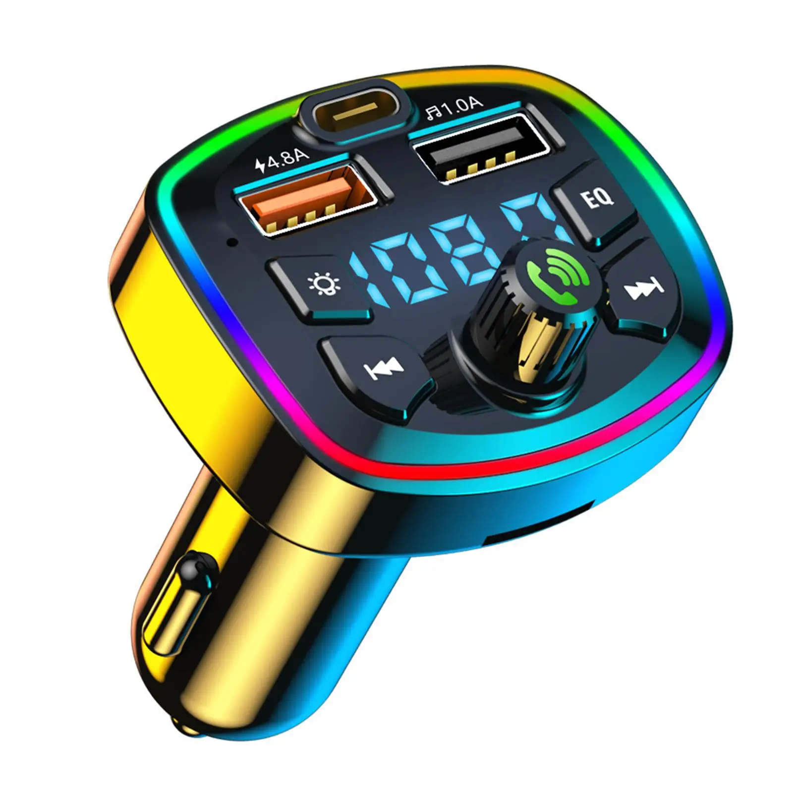 Bluetooth FM Transmitter Type-C PD Support Hands-Free Call Support TF Card & USB Disk Adapter