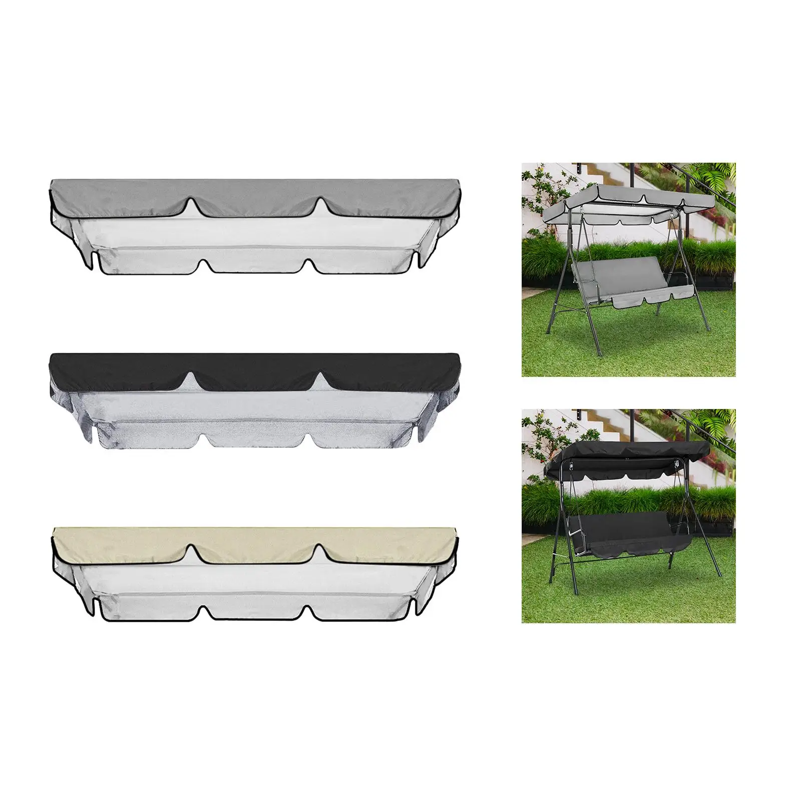 Swing Canopy Replacement Top Cover Sun Shade Waterproof Easy to Install Swing Top Cover for Yard Hammock Bench Seat Garden Party