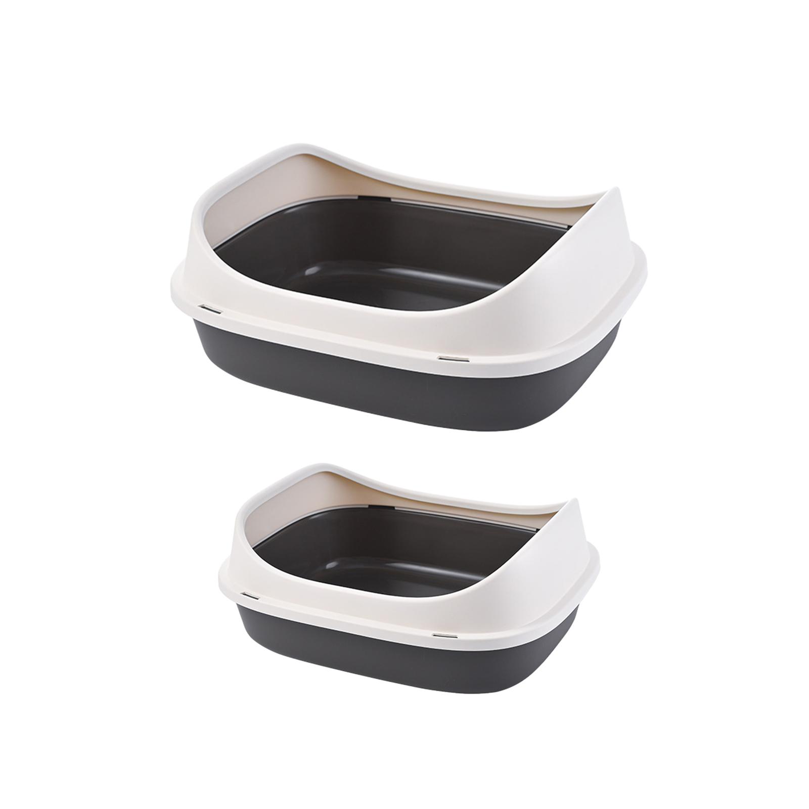 Open Top Cat Litter Box Pet Bedpan with Scatter Shield and Scoop Litter Pan for Kitty Small Medium Cats Pets Bunny Rabbit