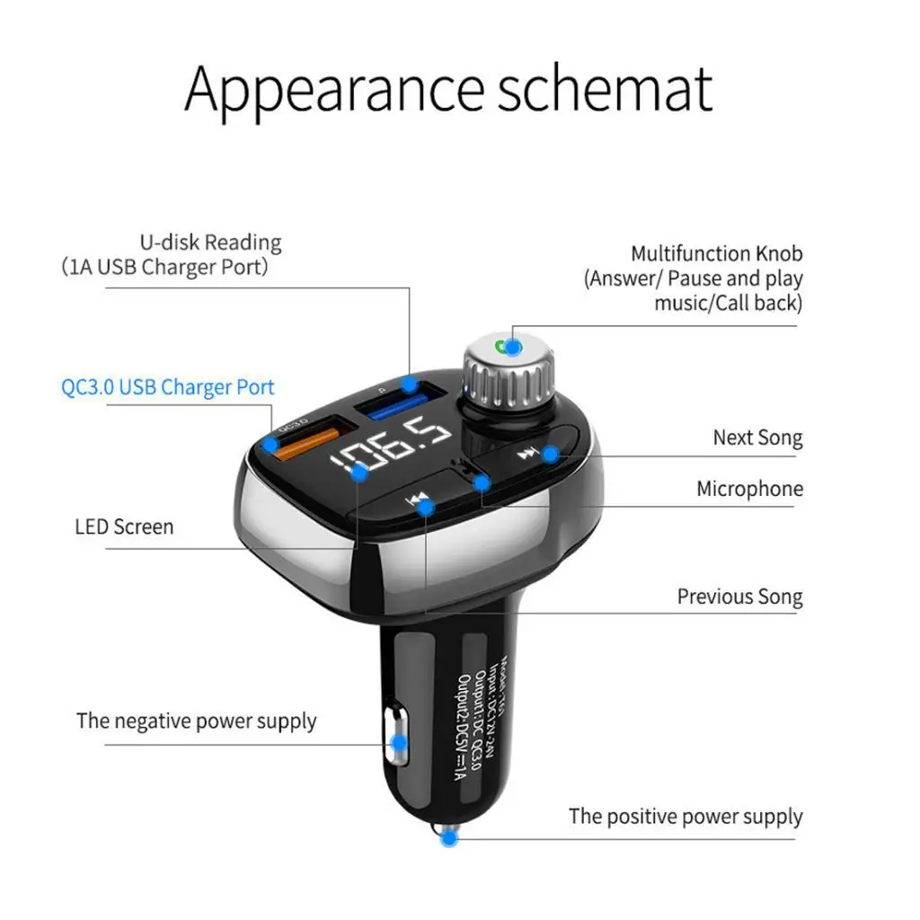 Premium Wireless Bluetooth Car FM  MP3 Player 2x USB Adapter