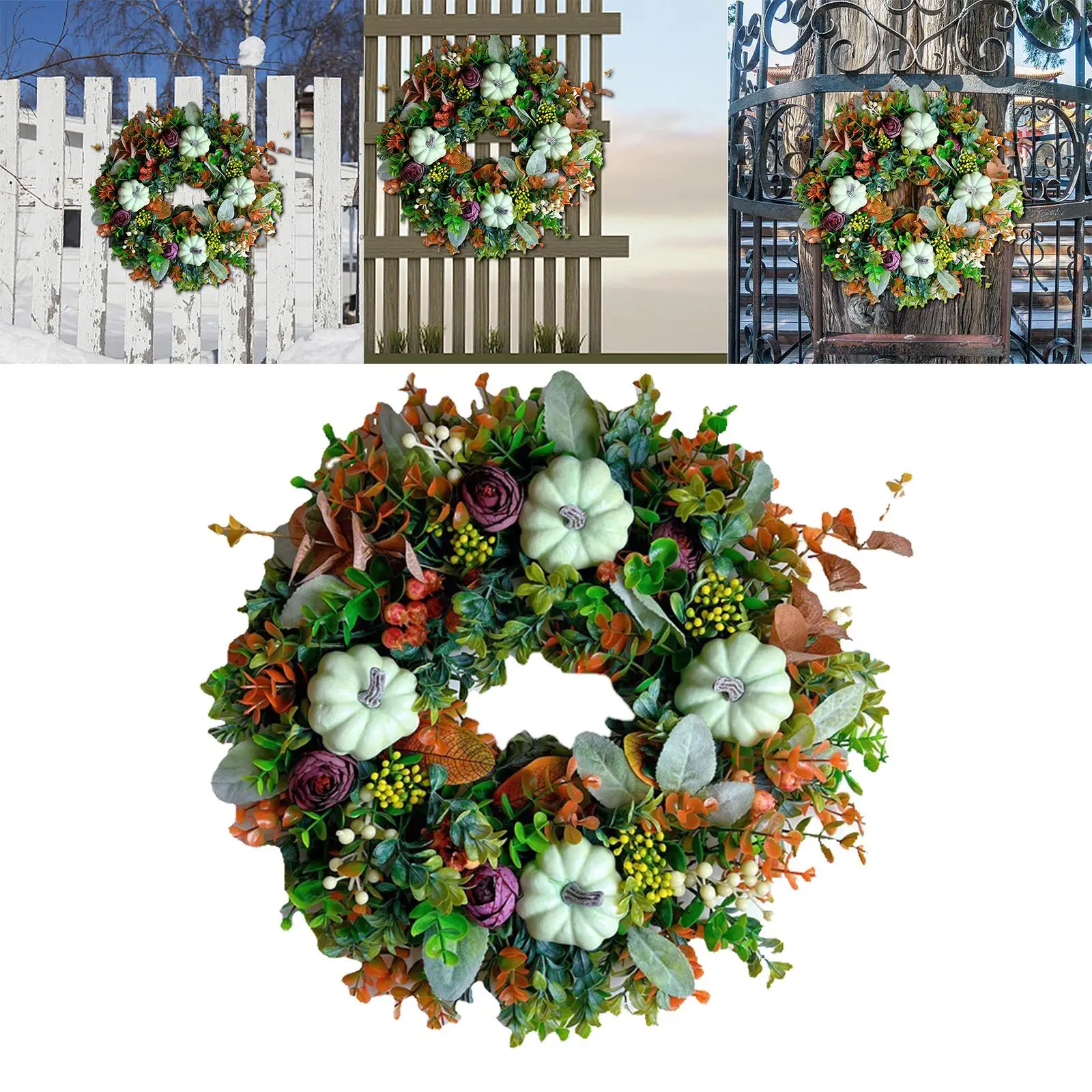 Autumn Pumpkin Wreath Garland Door Sign Door Wreath for Fireplace Wall Decor