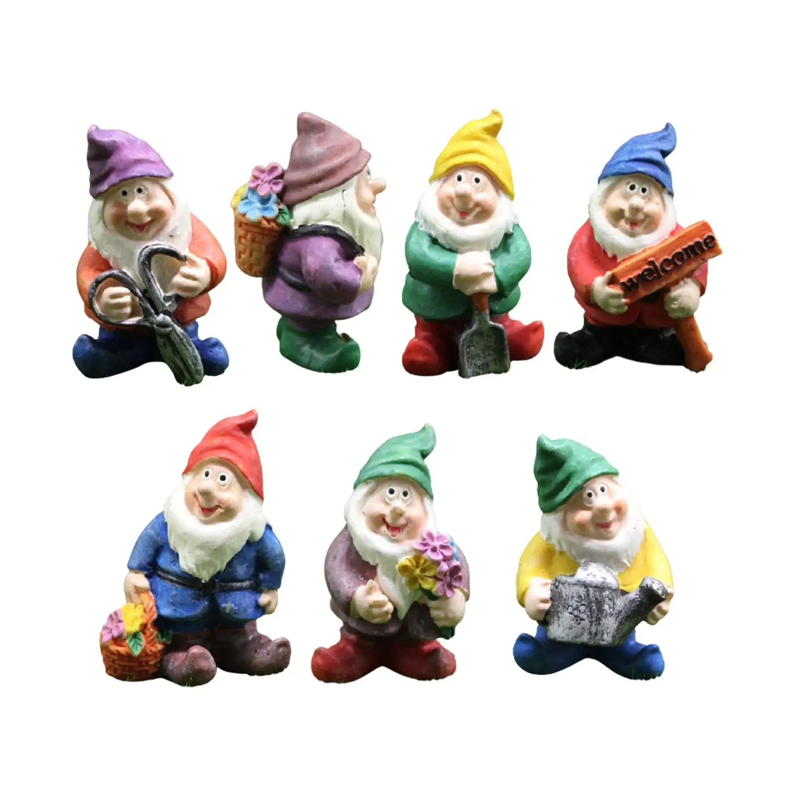 Seven Dwarfs Resin Gnomes Garden Fairy Gardens Decoration Miniature Ornament