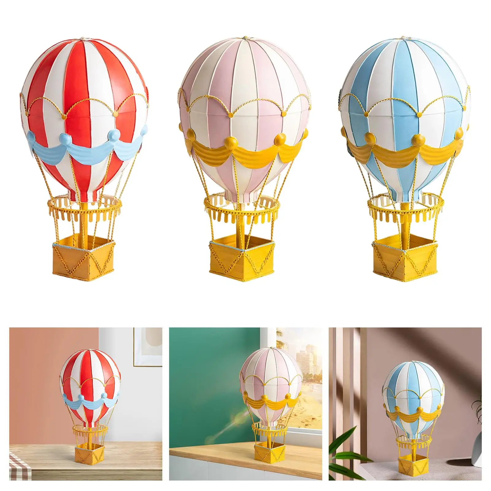 Novelty Hot Air Balloon Collection Ornament Hanging Crafts Creative for Home Desktop Office Table Centerpiece Decoration