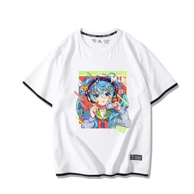 Miku masculina e feminina camiseta anime extragrande, blusa de algodão,  manga curta, kawaii, manga, camiseta gráfica, streetwear verão, roupas para  casal, fofo - AliExpress