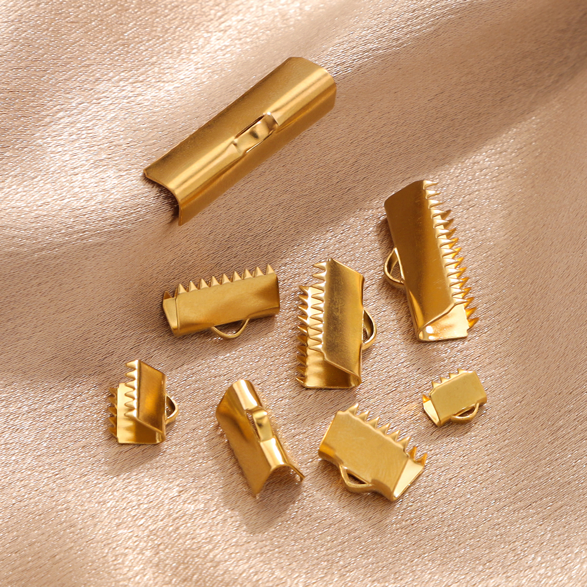 20 Stück Edelstahl PVD 18K vergoldet Crimp End Bead Buckle Tip Verschluss DIY Halskette Armband Verbinder für die Schmuckherstellung – Detail 8