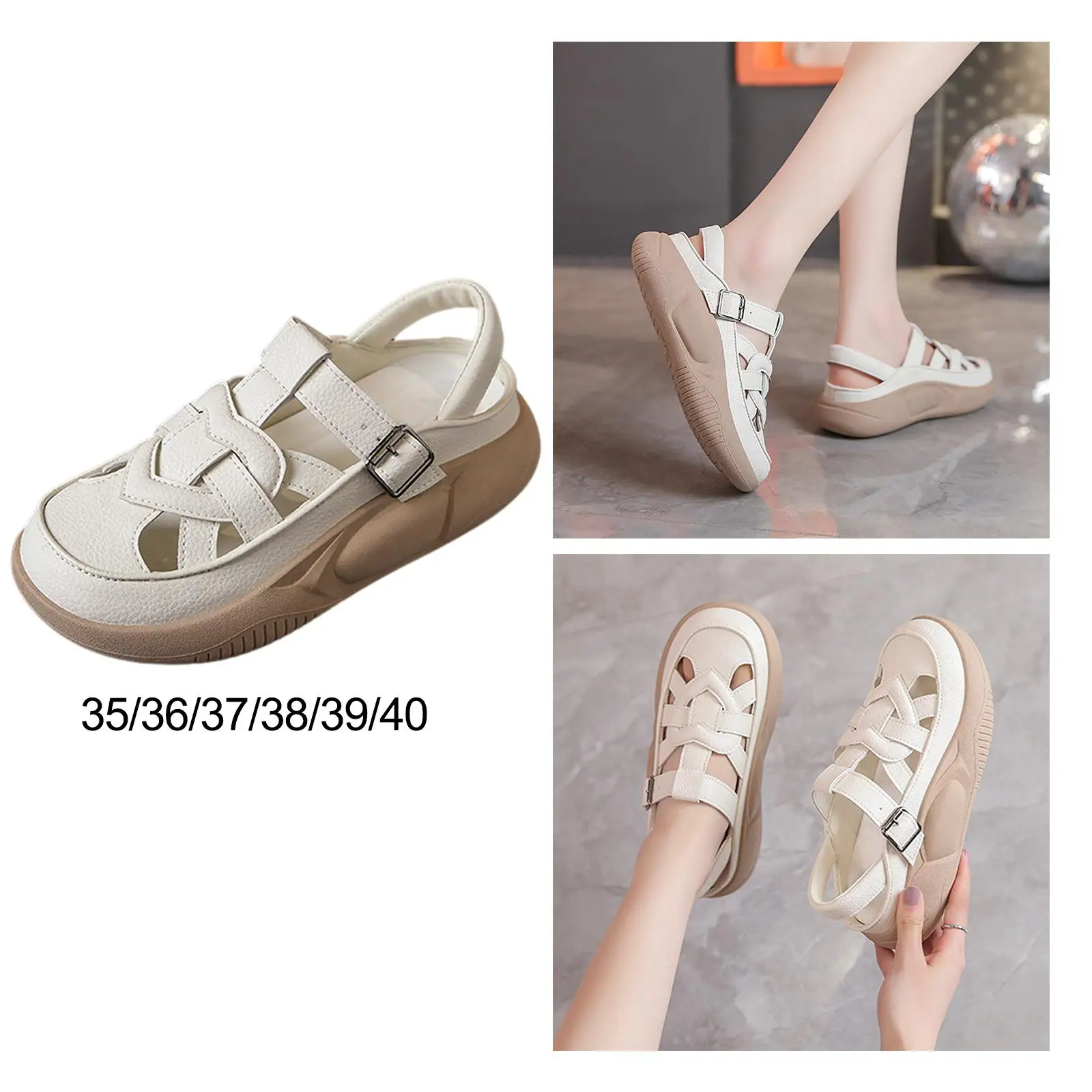 Women`s Platform Sandals Fashion Non Slip Lightweight Breathable PU Sandals for Trips Dating Walking Leisure Activities Shopping
