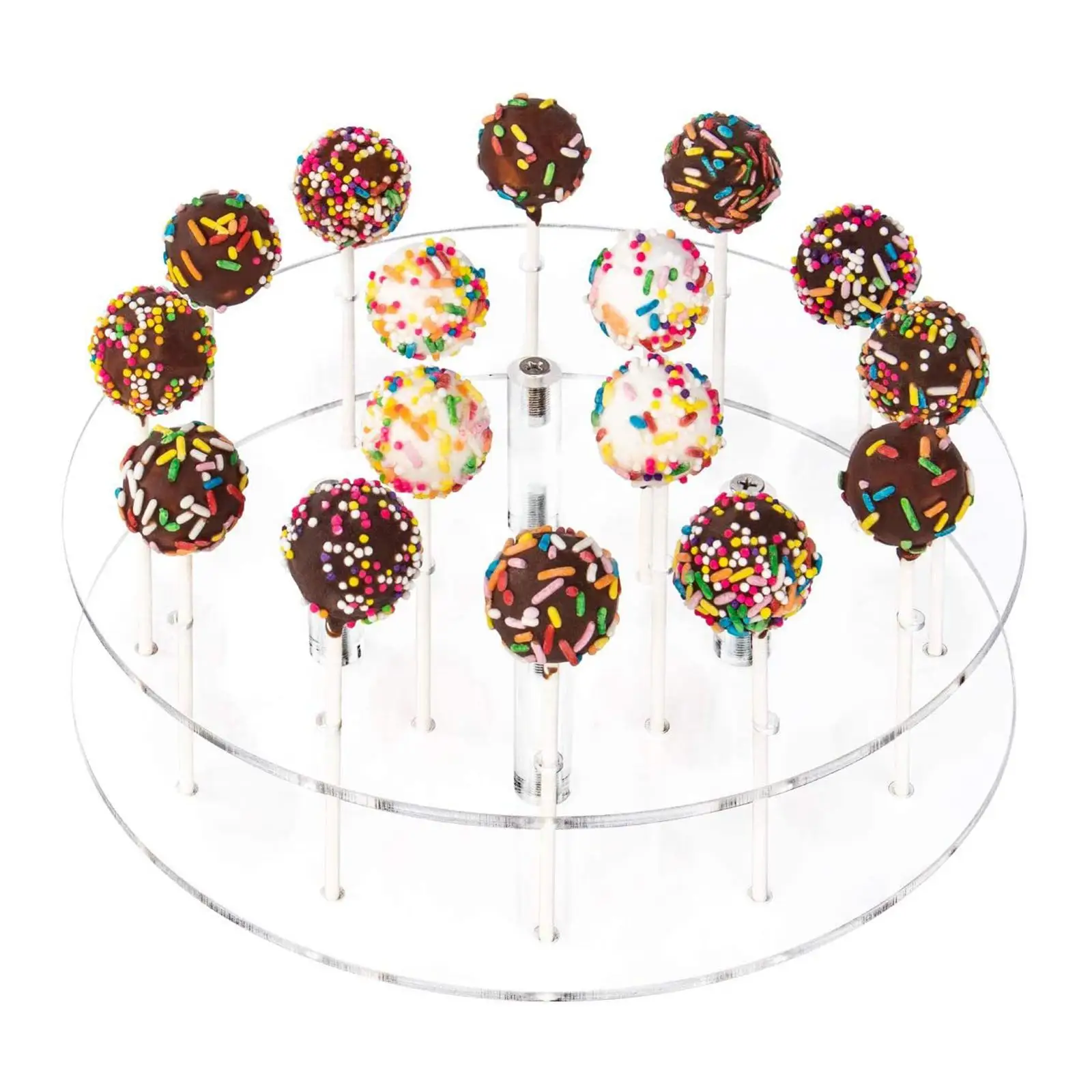 16 Holes Cake Holder, Acrylic Cake Display Stand, Transparent Round Candy Holder for Thanksgiving