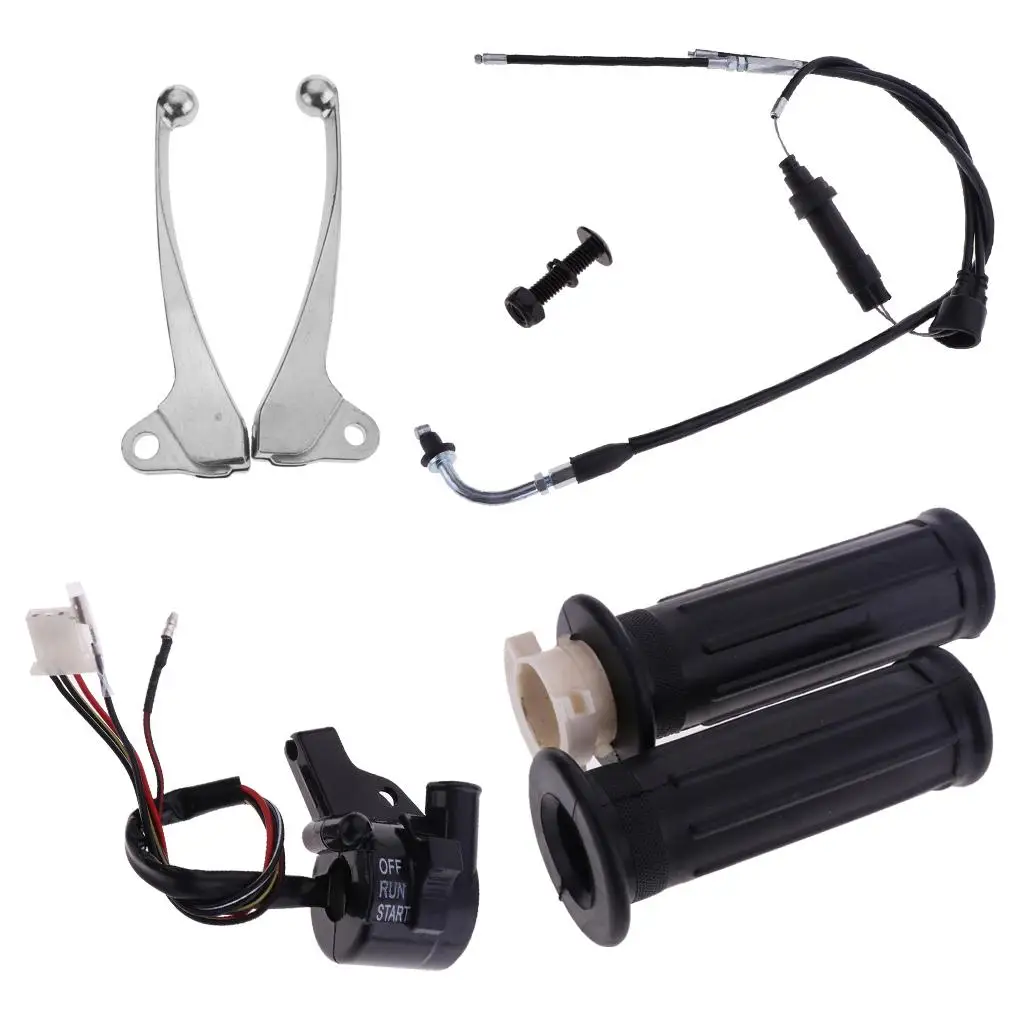Motorcycle Throttle Start Kit Switch Brake Lever Cable  
