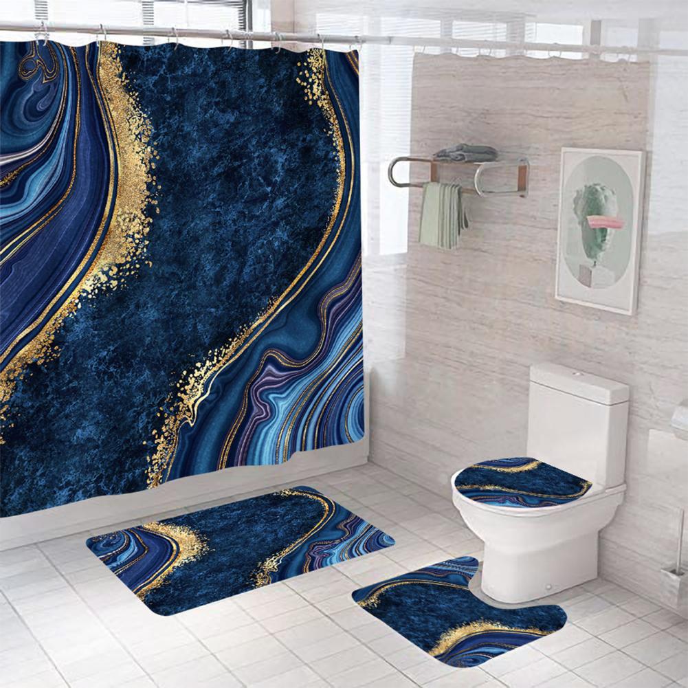 Modern Style Marble Polyester Shower Curtain Bathing display picture 8