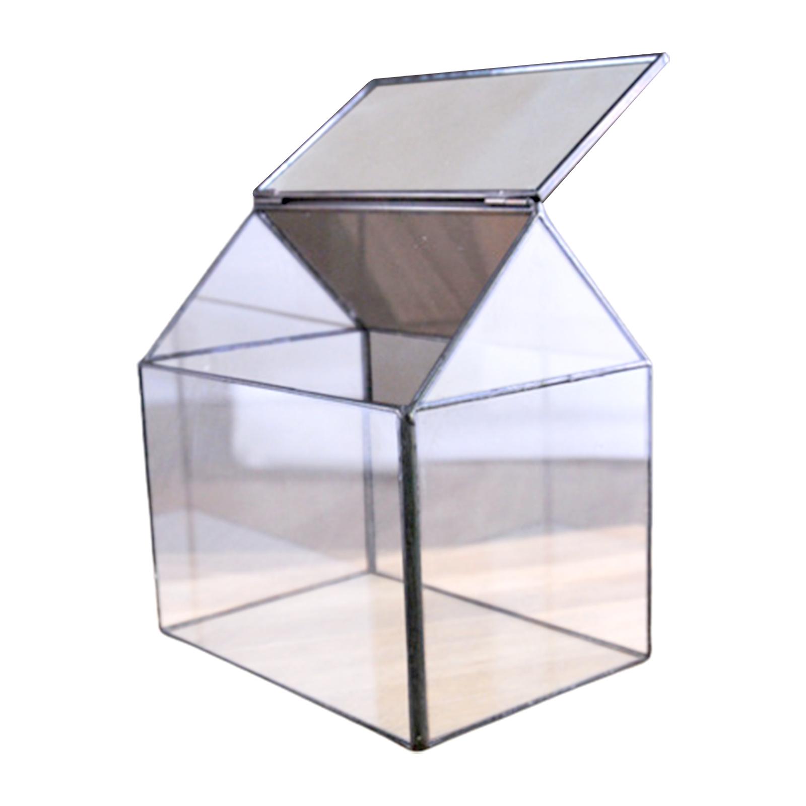 House Shape Glass Geometric Terrarium Box Tabletop Succulent Plant Planter Fern Moss Plant Care Decoration for Floral Greenhouse