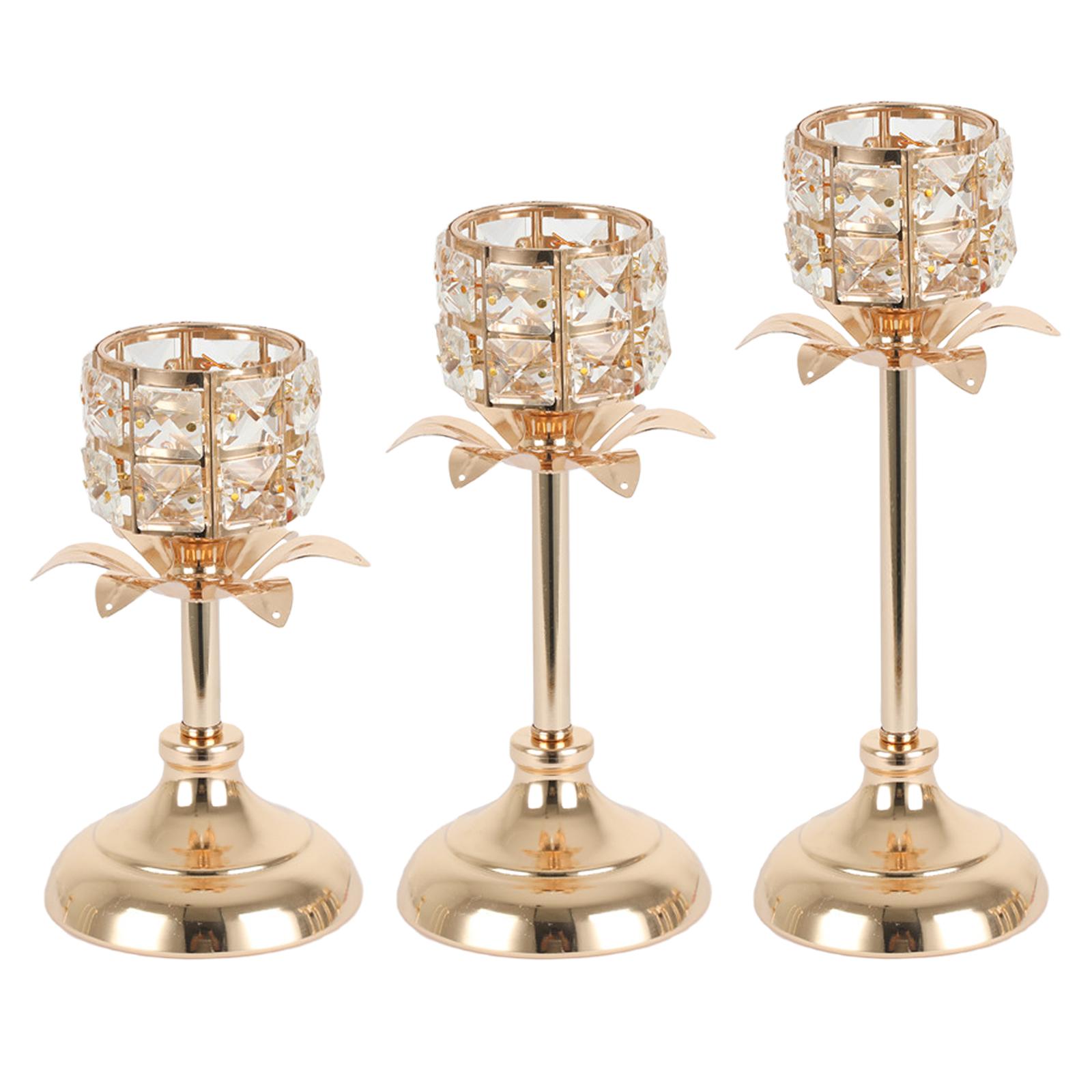 Gold Candlestick Metal Pillar Stand Ornaments Centerpiece Centerpieces Gift for Wedding Tea Light Parties Table Living Room