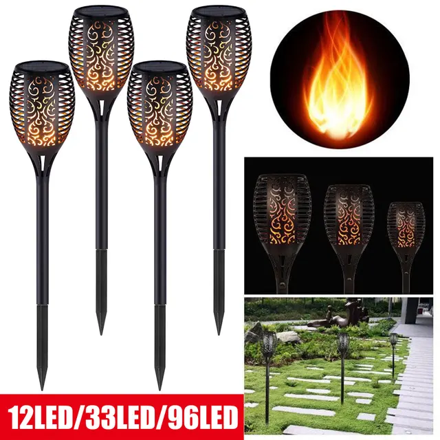 4 Paquetes Luces Solares Antorcha 33 Led, Llama Parpadeante, Decoración  Exterior Grandes Antorchas Solares, Adecuado Patio, Jardín, Sendero,  Encendido/apagado Automático, Echa Vistazo Ofertas Hoy Ahora