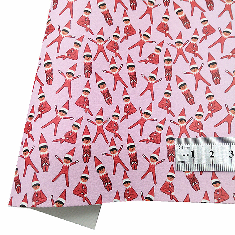 Description Picture 5 of itemRed Glitter Leather Sheets Elfs Hearts Gnome Printed Synthetic Leather Felt Back Faux Leather Denim For Bow DIY 21x29CM Q1546