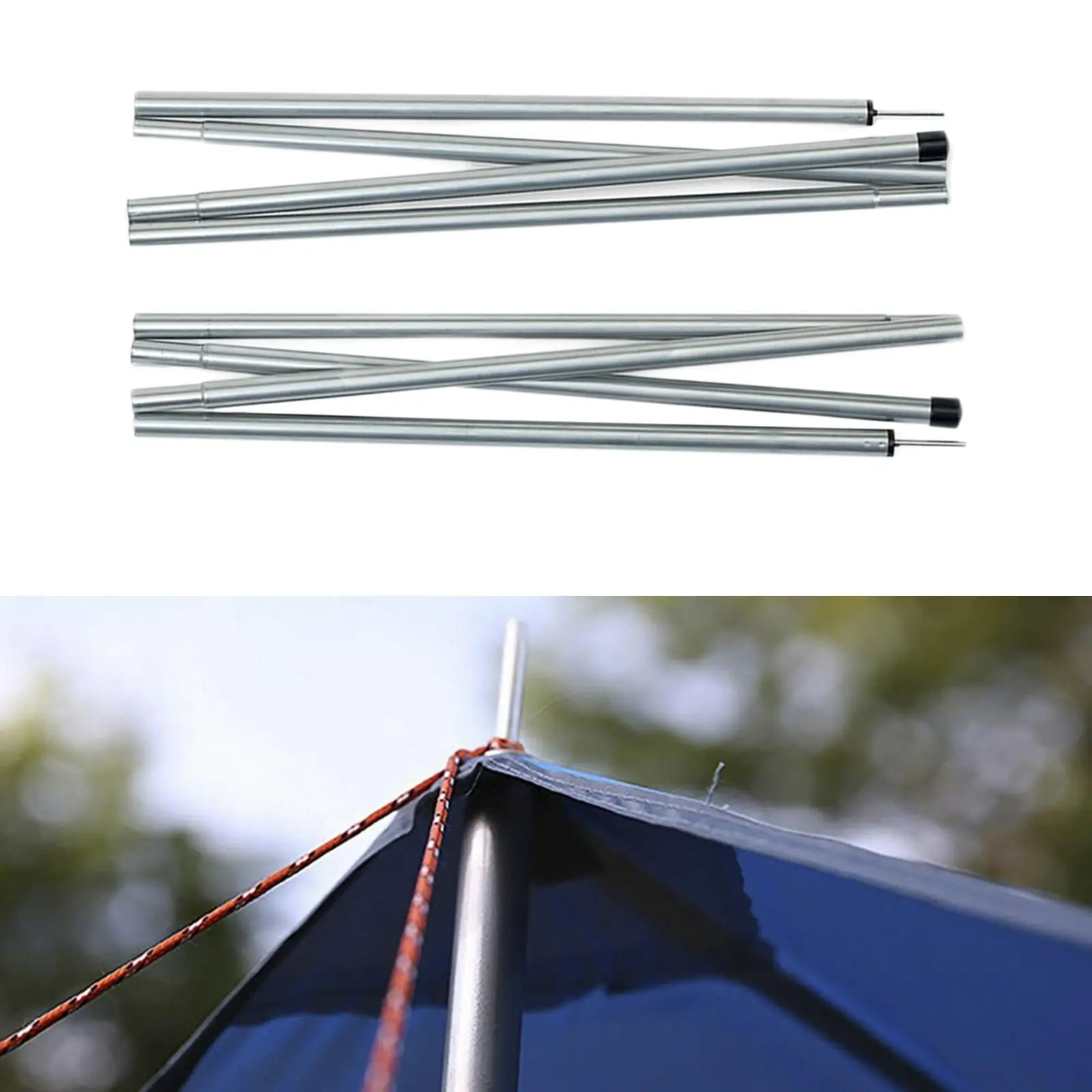 8Pcs Telescopic Tent Tarp Poles Tent Fly Outdoor Hammocks Holder 21.7