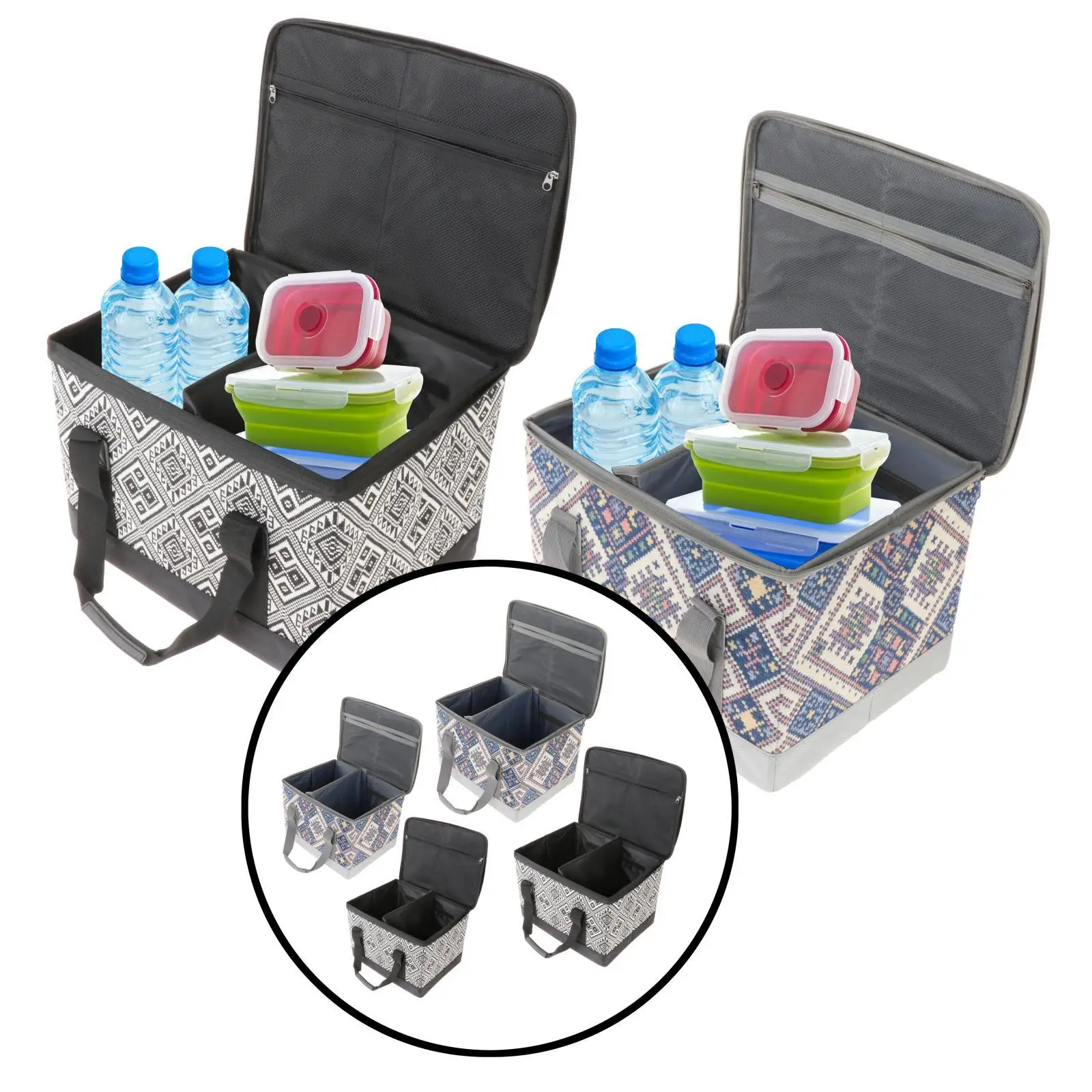 Foldable Camping Tool Storage Bag Tote Picnic Bag Mobile Container Partition Mesh Utility  Great for Home BBQ
