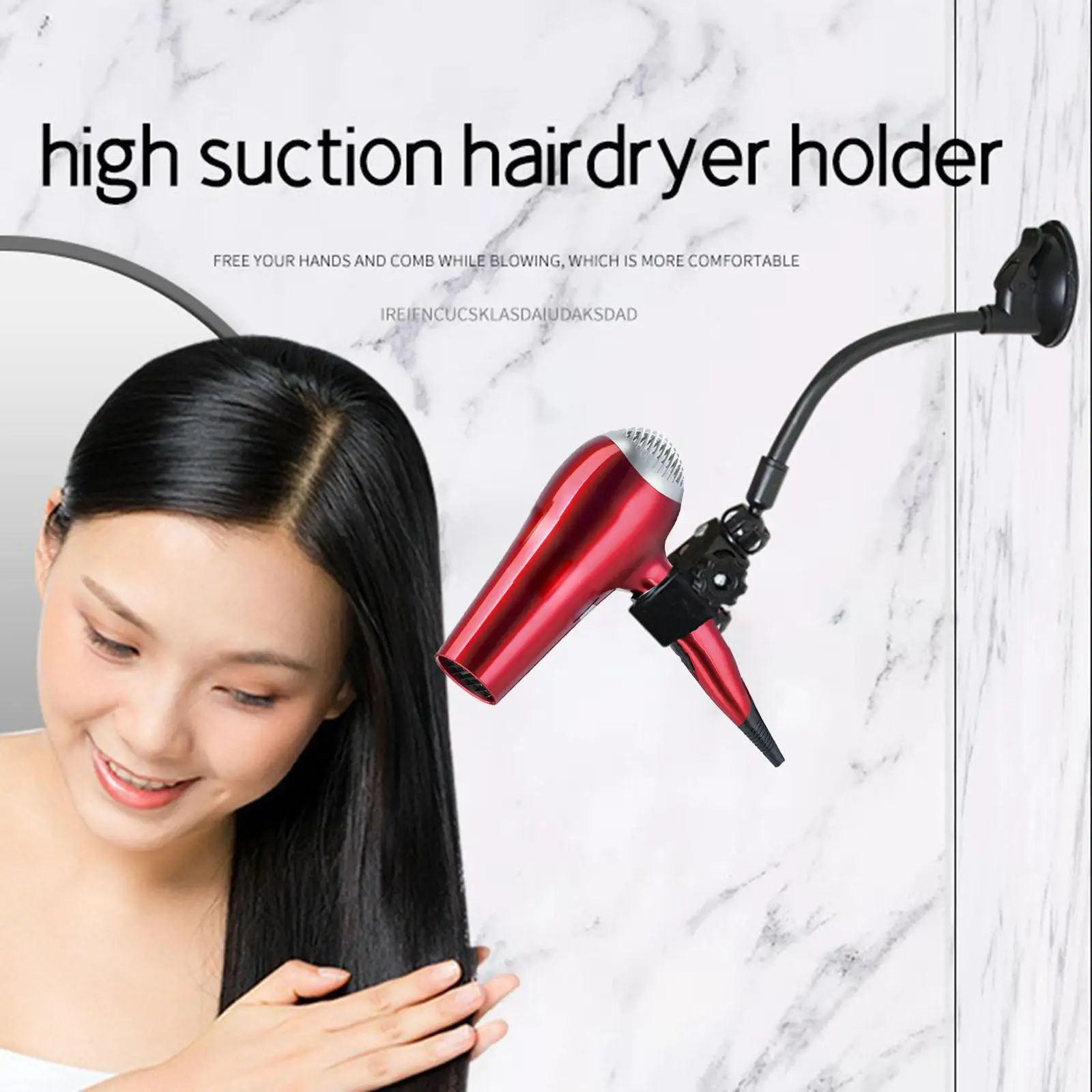 Hair Dryer Holder Rack Suction Cup 360 Degree Rotating Cabinet Door Support Blow Dryer Stand for Most Hair Dryers Washroom Home