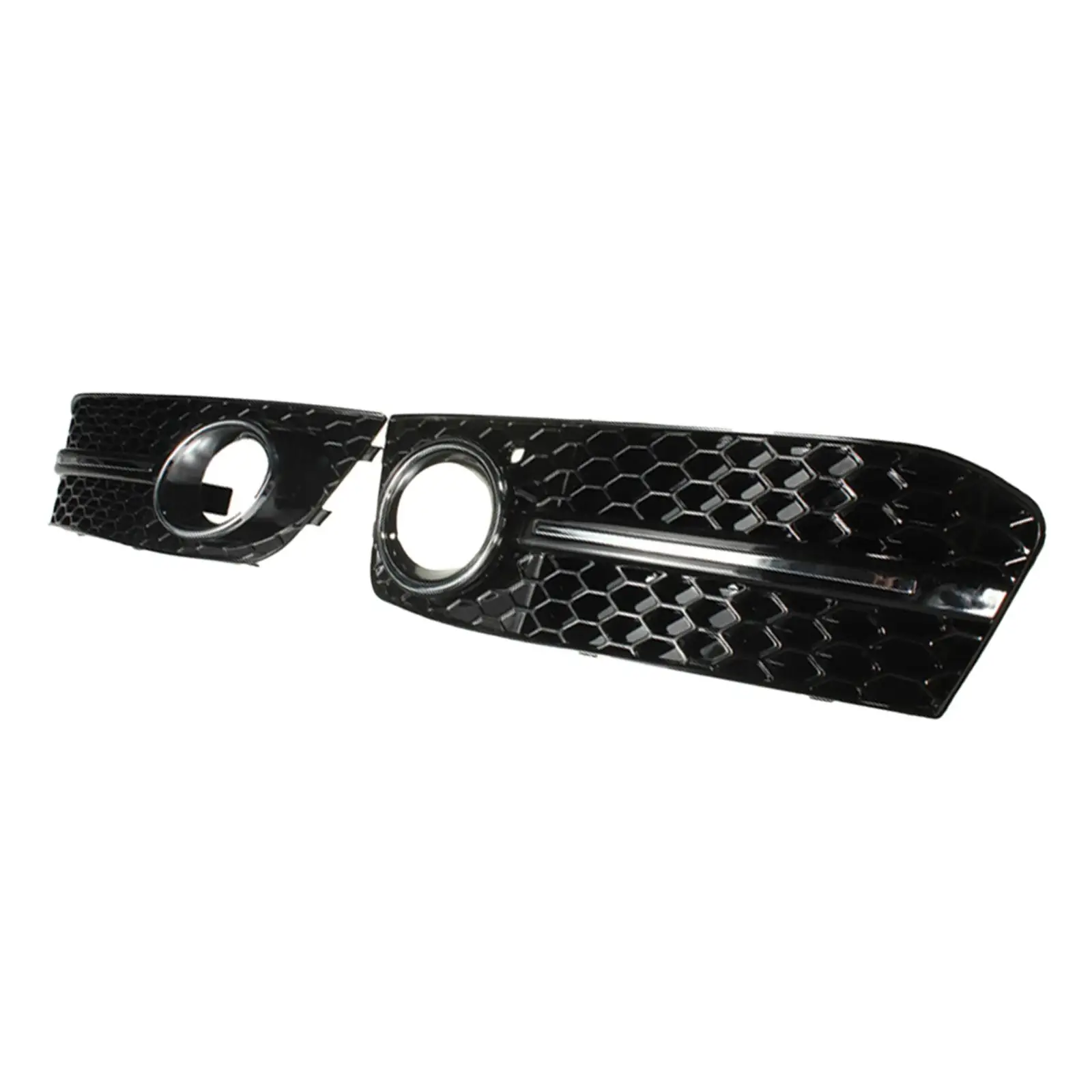 2Pcs Automotive Fog Light Cover Grille/ 8K0807681 Glossy Black Left Right Honeycomb for A4 B8 Easy Installation Replacement/