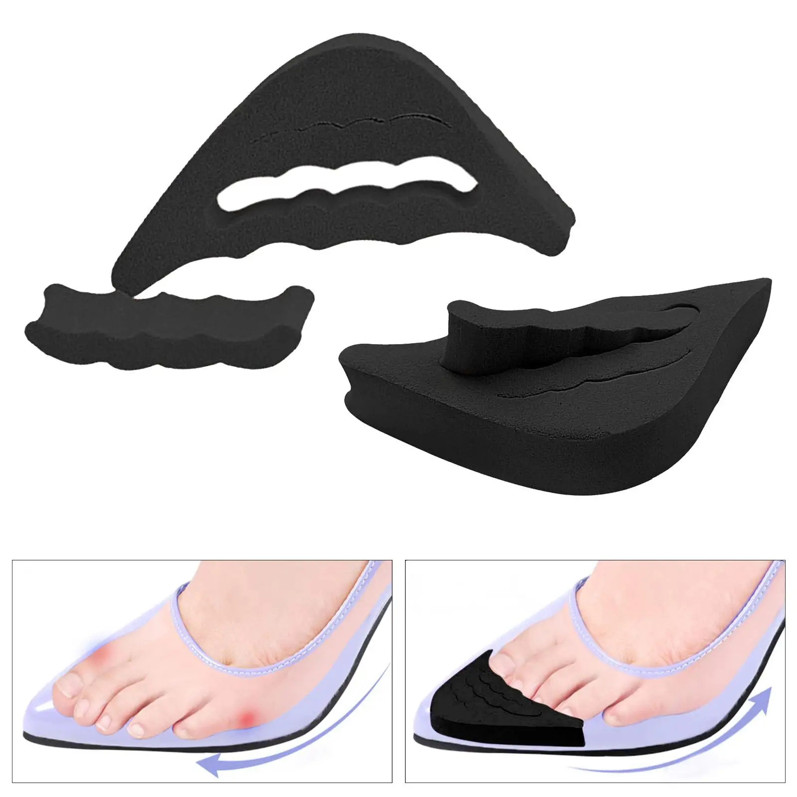 Toe Filler Inserts Pad Reusable Shoe Fille Feet Protector Toe Plug Toes Forefoot Pads for Running Sports Fishing Riding Flats