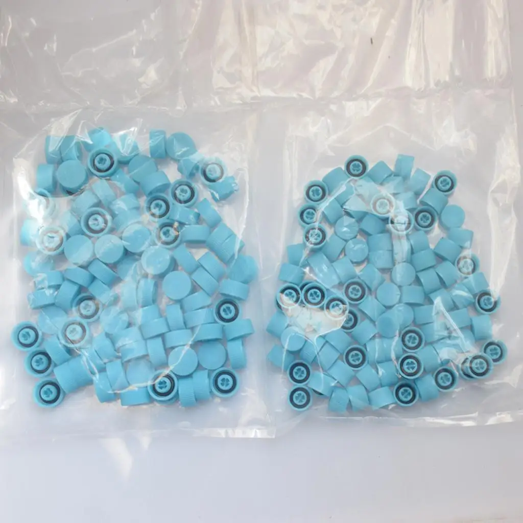 100 Pair Car Air Conditioning Valve Service Caps High And Low 13mm 18mm - Blue