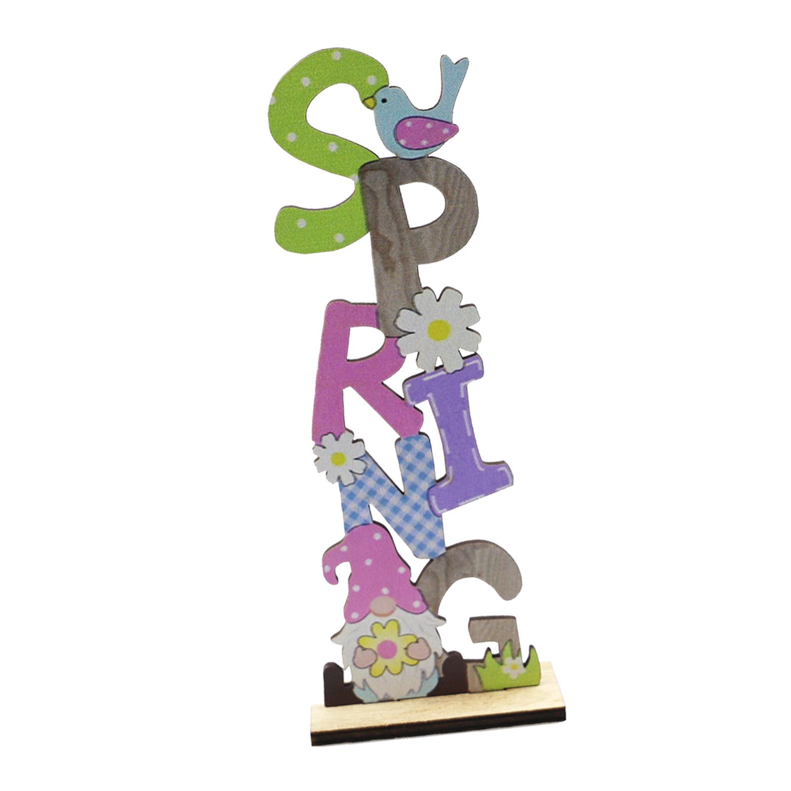 Easter Spring Wooden Ornament Figurine Printed Table Sign Party Favors Supplies Easter Decor for Gift Patio Decoration Room Home