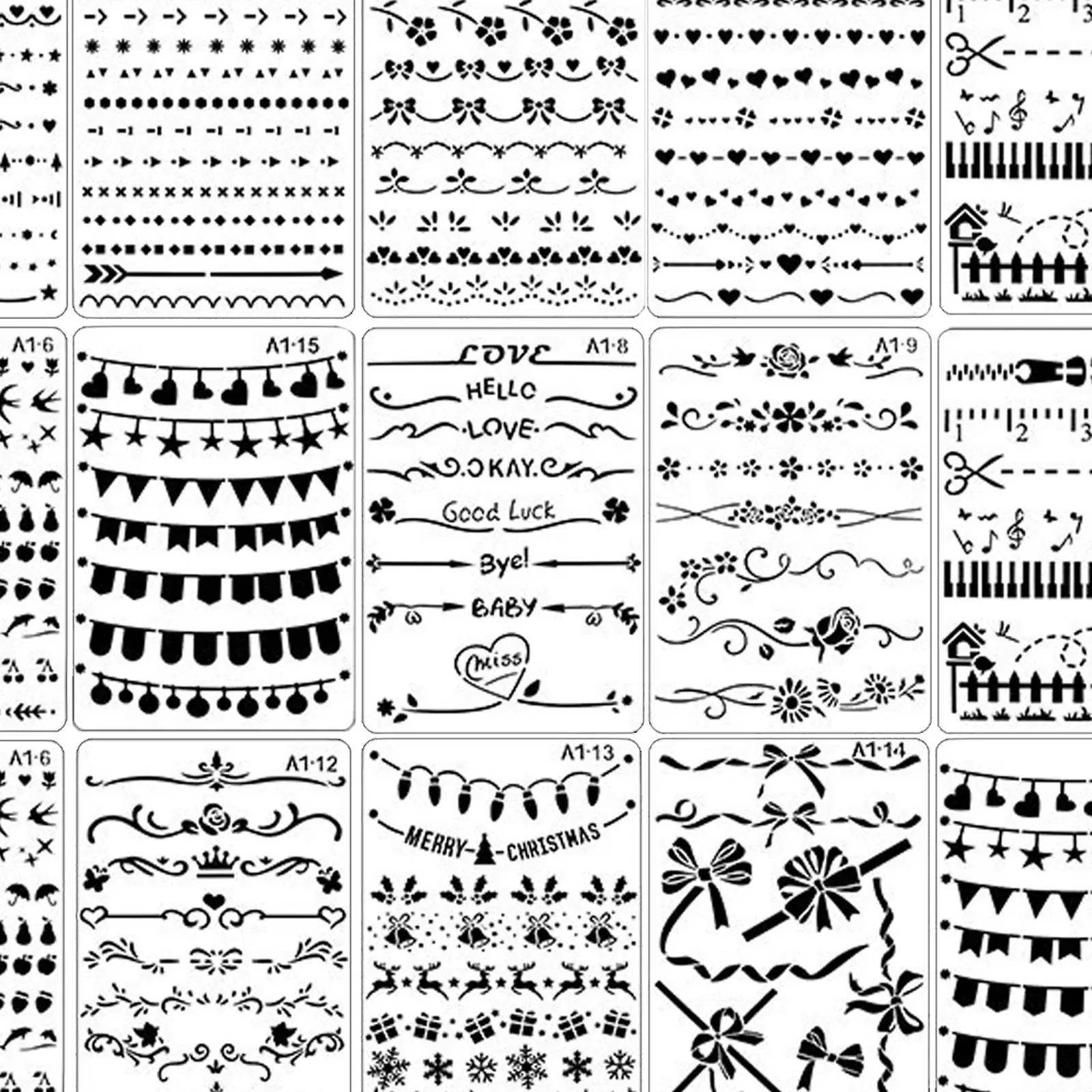 Reusable Mixed  Template Stencil Lace for Coloring Background