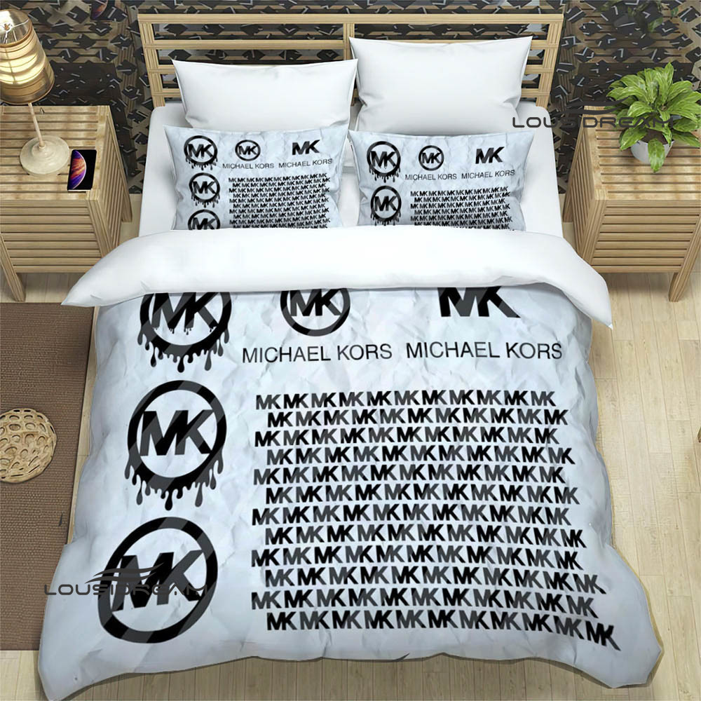 M-Michael-Kors logo printed Bedding Sets exquisite supplies set duvet cover bed comforter set bedding set luxury birthday gift