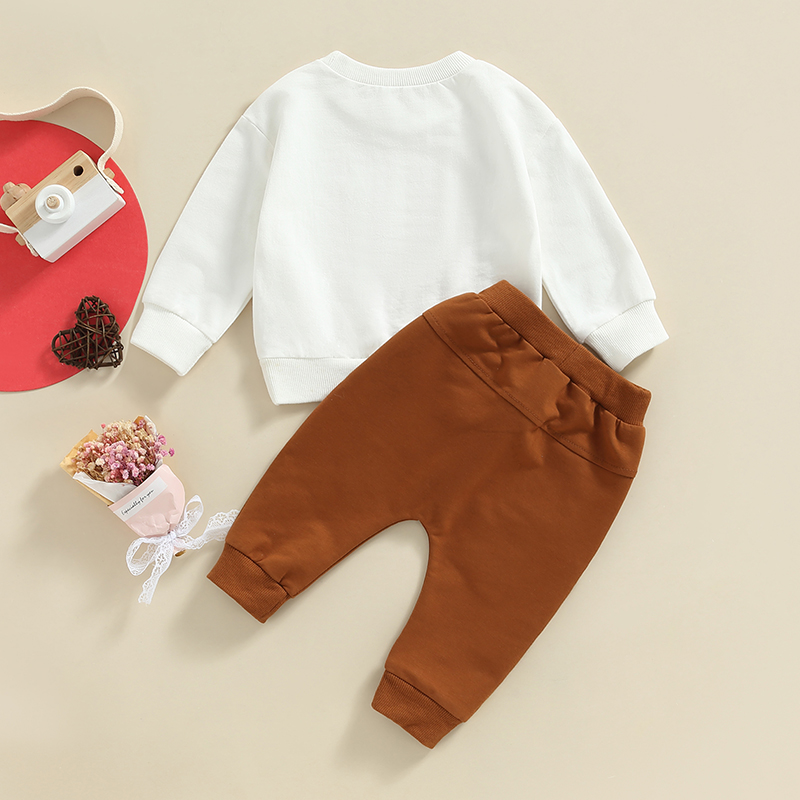 FOCUSNORM Valentines Tage Baby Jungen 2PCS Kleidung Sets 0-3Y Brief Herz Drucken Langarm Sweatshirt + Feste Hosen – Detail 7