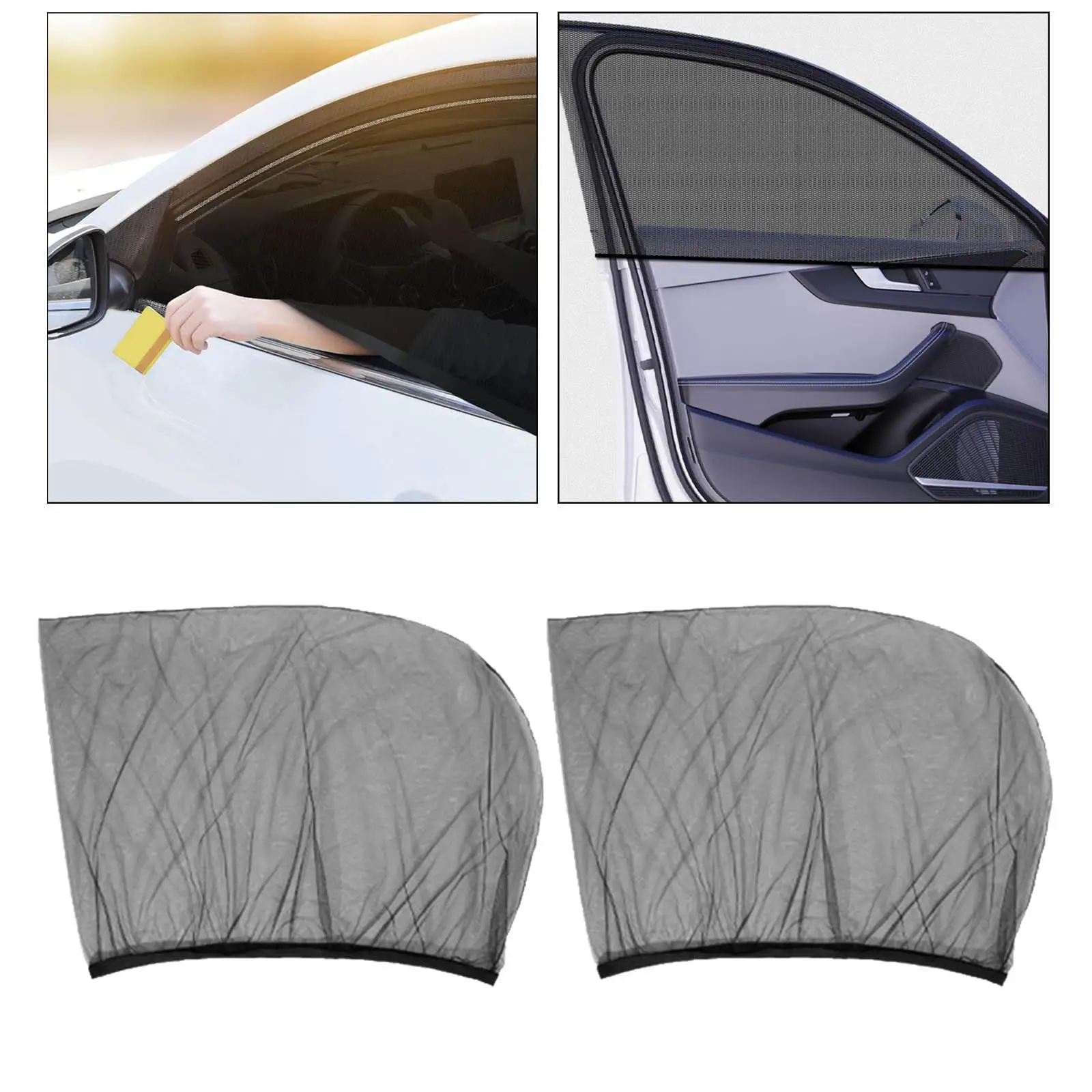 2 Pieces Car Window Privacy Curtain Insect Proof Sun Blocker Sun Shade UV Protector Car Curtains Fit for Children Family Baby