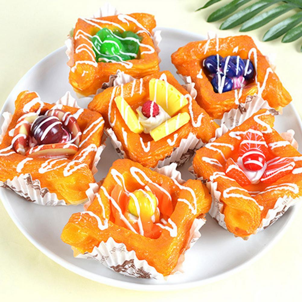 1 Piece Artificial Decoration Food Model Bread Magnetic Handmade Squeeze Fruit Cake Model