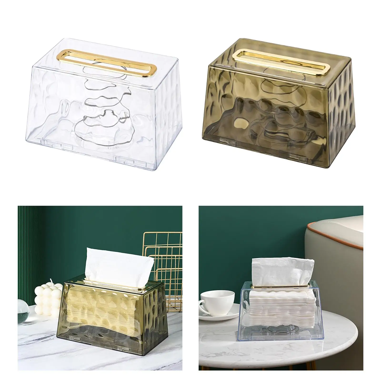 Clear Tissue Cover with Spring Napkin Dispenser Tissue Paper Storage Holder for Decor