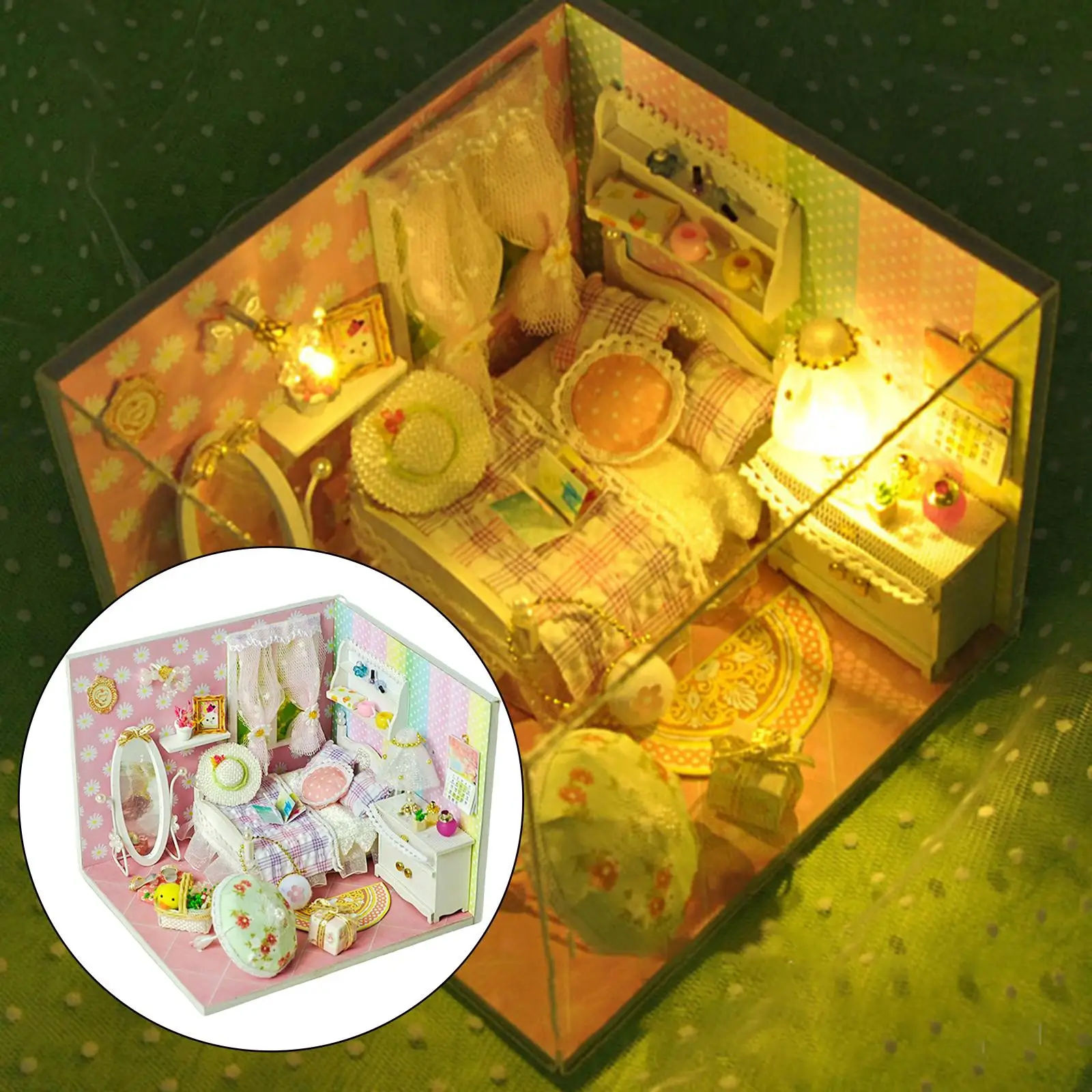 Handmade Miniature Dollhouse with Furniture, Model Diorama Dollhosue Bedroom, Creative  Grown-Ups  Adults  Gifts