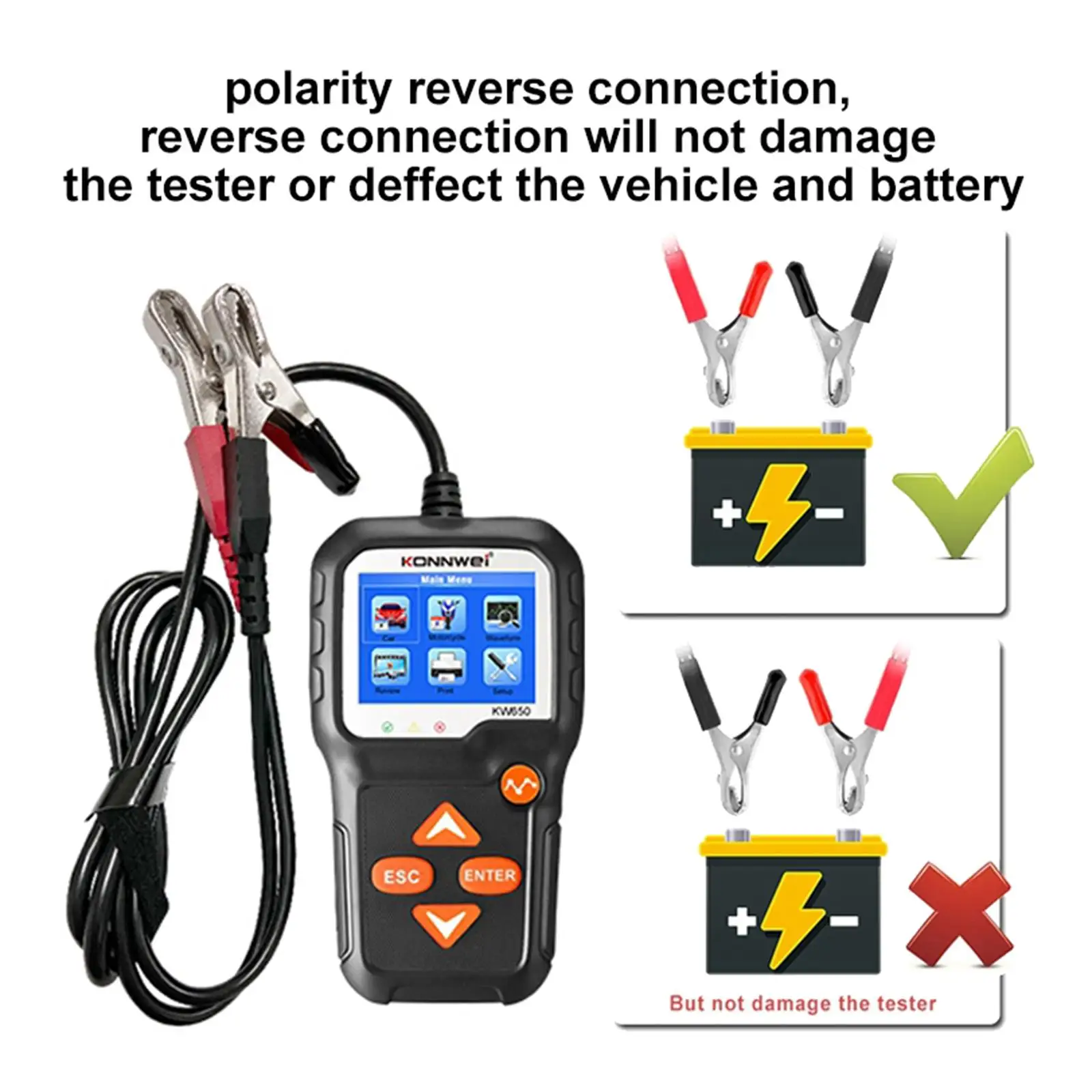 Black  12V 6V 100-2000 CCA Car Battery Load Tester for Boat Motorcycle SUVs