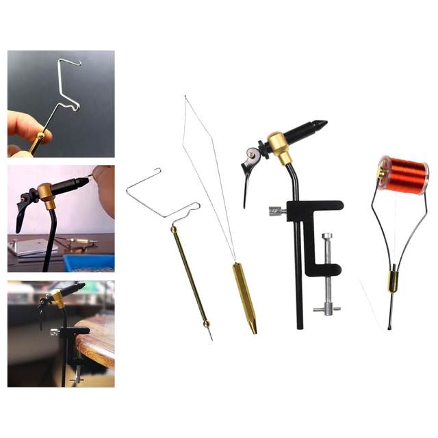 4Pcs Fly Tying Tool Kit Fishing Tackle Whip Finisher Outdoor Threader Fly Tying Vise