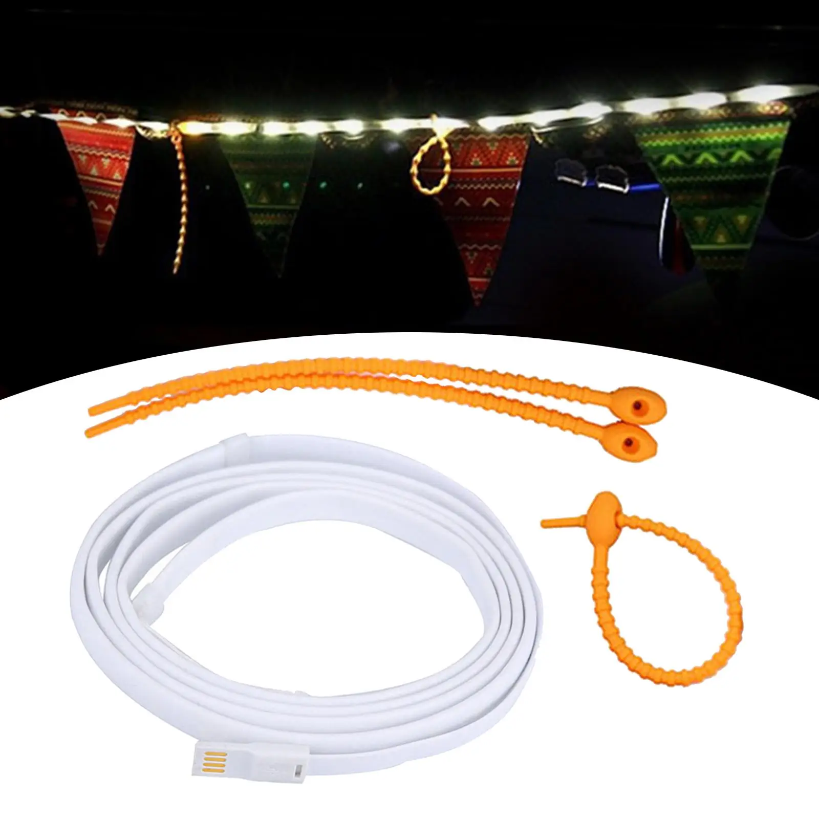 LED Strip Light Outdoor USB LED String Light Tube Flexible LED Tape White Light Stripe Lamp for Camping Hiking