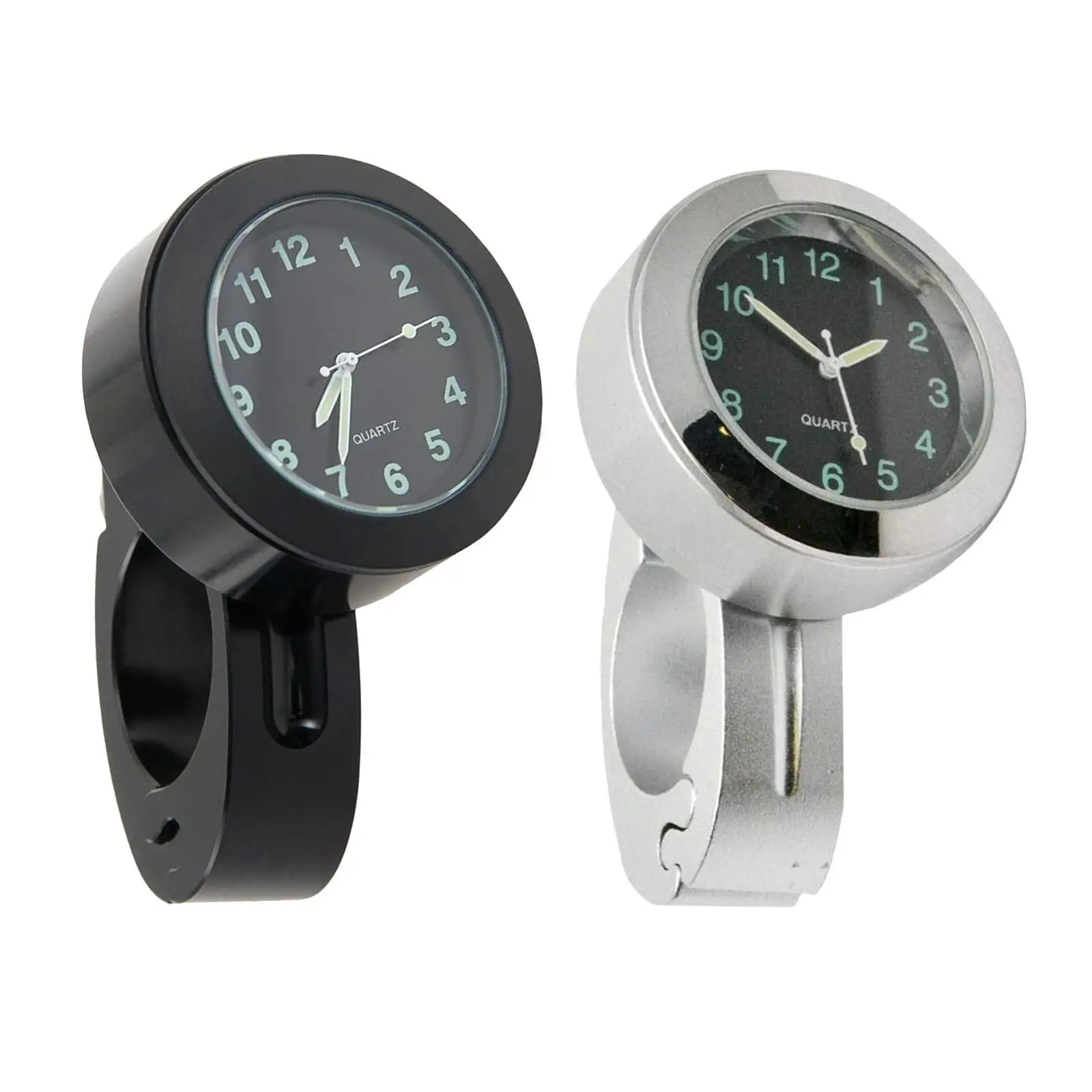 1pc Motorcycle Waterproof Handlebar Glow Mount Clock Watch, Universal Motorcycle Handlebar Clock ( Sliver/ Black)