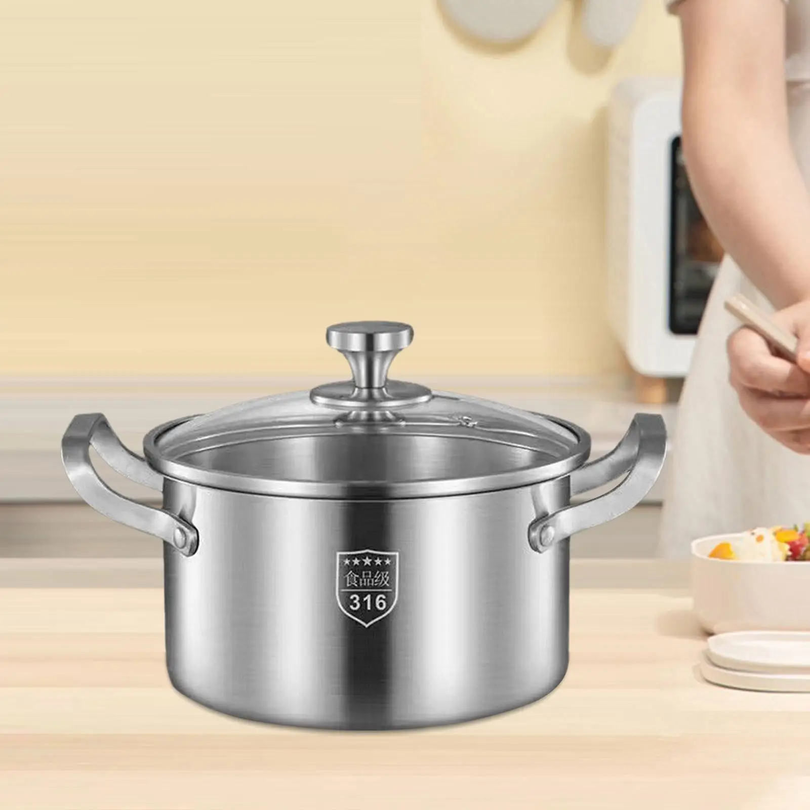 Soup Pot Cookware Portable Works Nonstick Pan Cooking Tools Stockpot with Lid Kitchen Pot for Home Bar Restaurant Kitchen