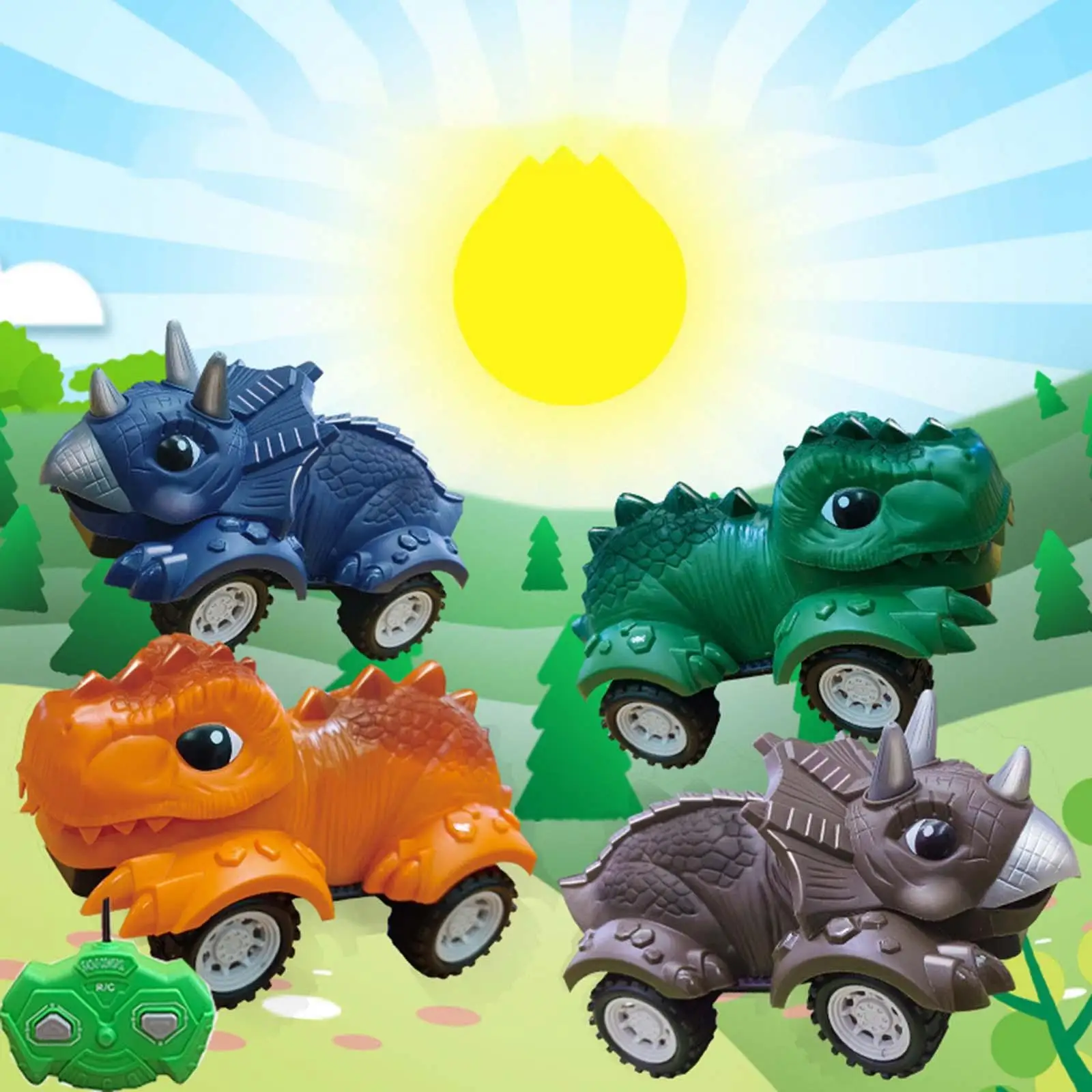Creative Dinosaur Toy Car DIY Disassembly Battery Operated RC Race car Car for Christmas Gifts Children Boys 3-5